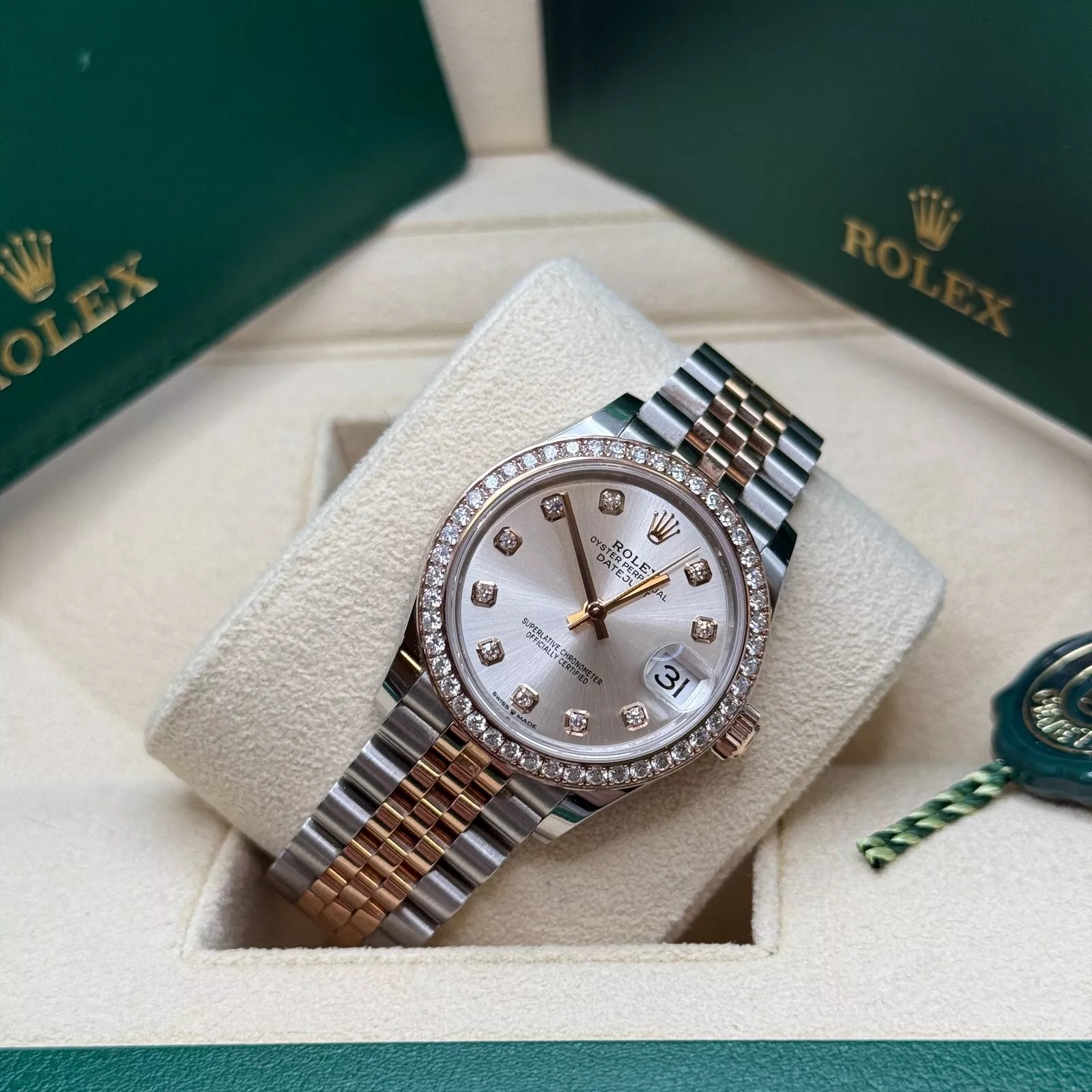 Rolex Datejust m278381-0015/0016 Silver Diamond Dial Diamond-Set Bezel 31mm