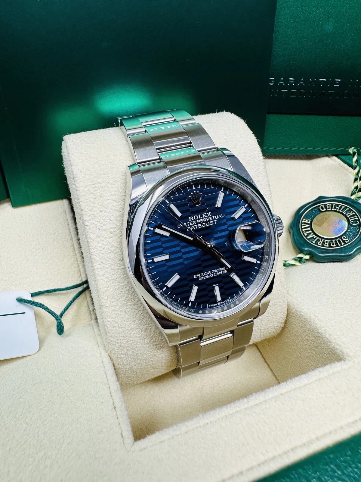 Rolex  Datejust 36mm 126200 Oyster Perpetual Blue Fluted Motif Dial Jubilee Stainless Steel