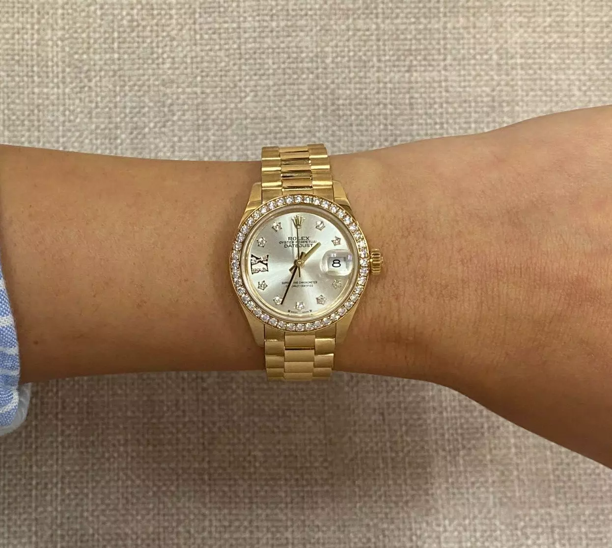 Rolex Lady-Datejust 28mm 279138RBR Silver Dial President Bracelet Watch