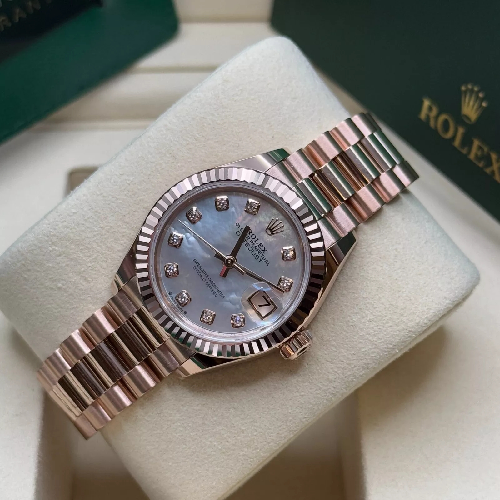 Rolex Lady-Datejust 28mm 279175 Mother-of-Pearl Dial President Everose Gold