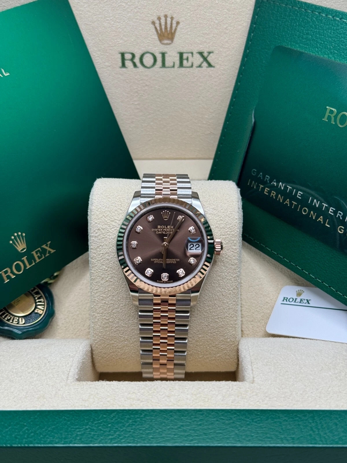 Rolex Lady-Datejust 28mm 279171 Chocolate Diamond Oyster Stainless Steel and Rose Gold