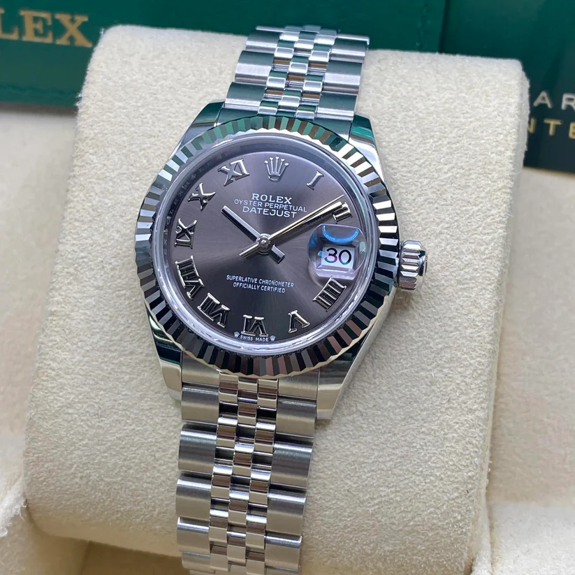 Rolex Lady-Datejust 28mm 279174 Dark Grey Roman Dial Oyster Bracelet