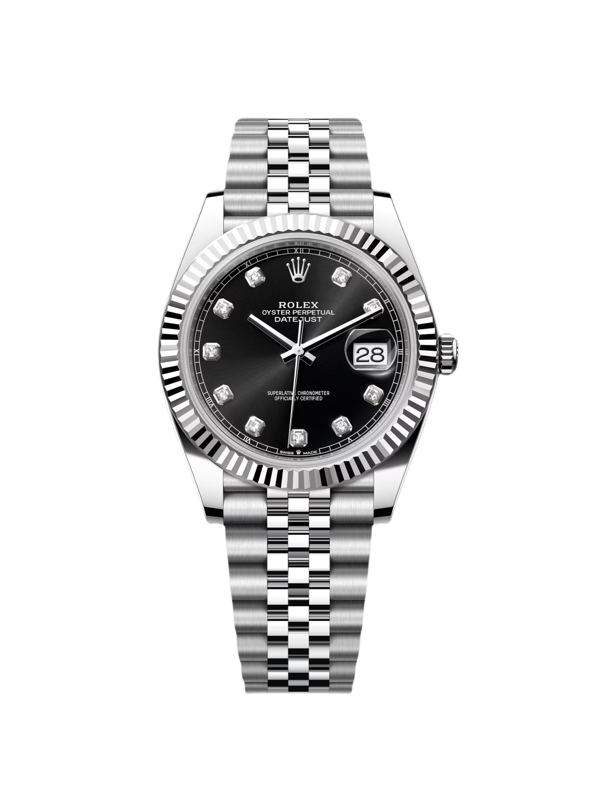 Rolex  Datejust 41mm 126334 Black Diamond Oyster Stainless Steel Mens Watch