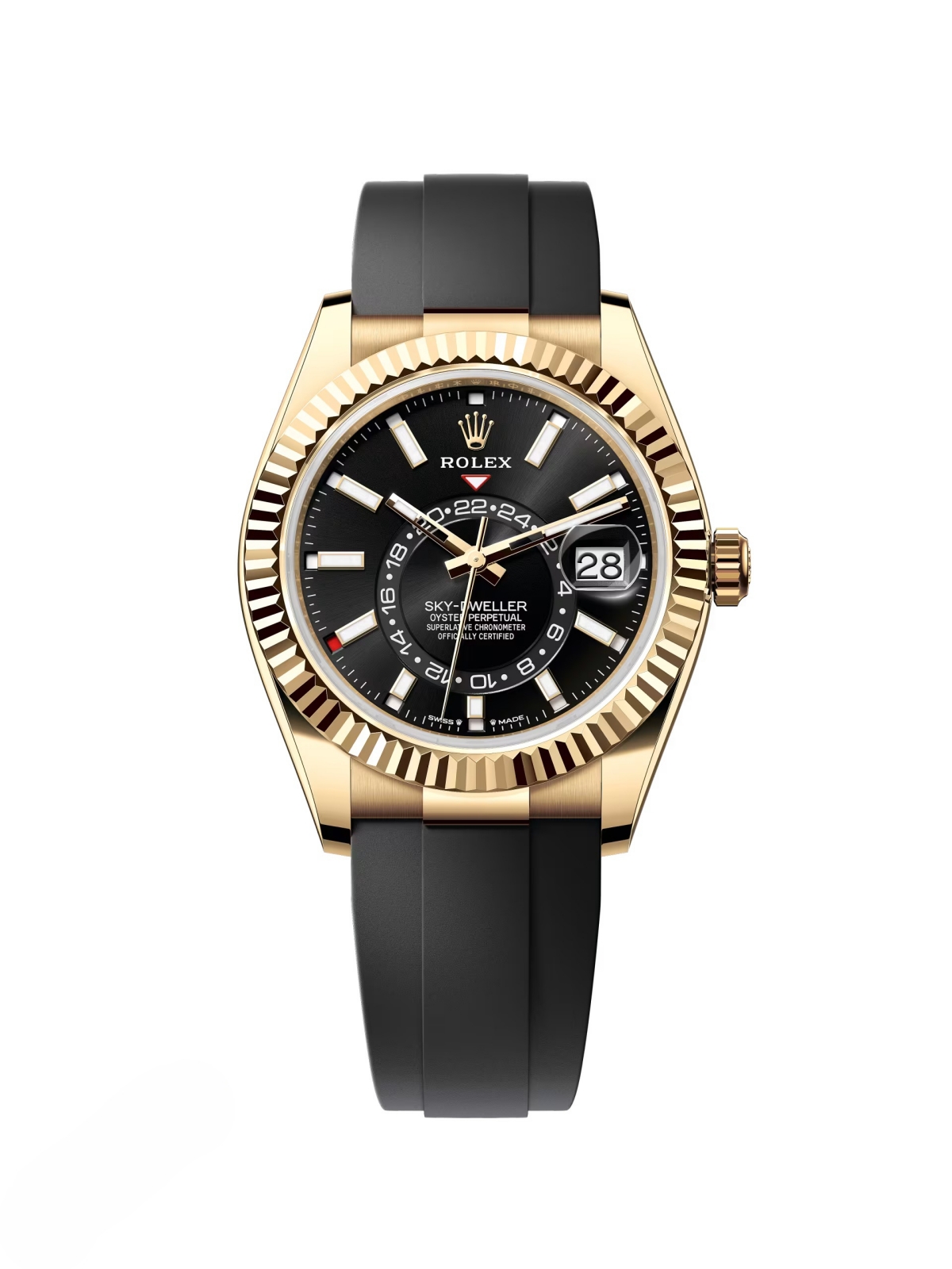 Rolex  Sky-Dweller 42mm 336238-0002 Yellow Gold Black Dial Oysterflex