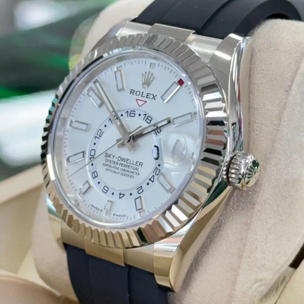 Rolex Sky-Dweller 42mm White Gold White Dial Oysterflex - 336239