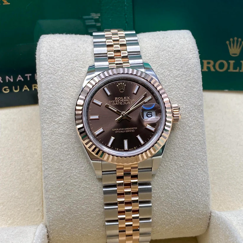 Rolex Lady-Datejust 28mm 279171 Chocolate Index Oyster Stainless Steel and Rose Gold