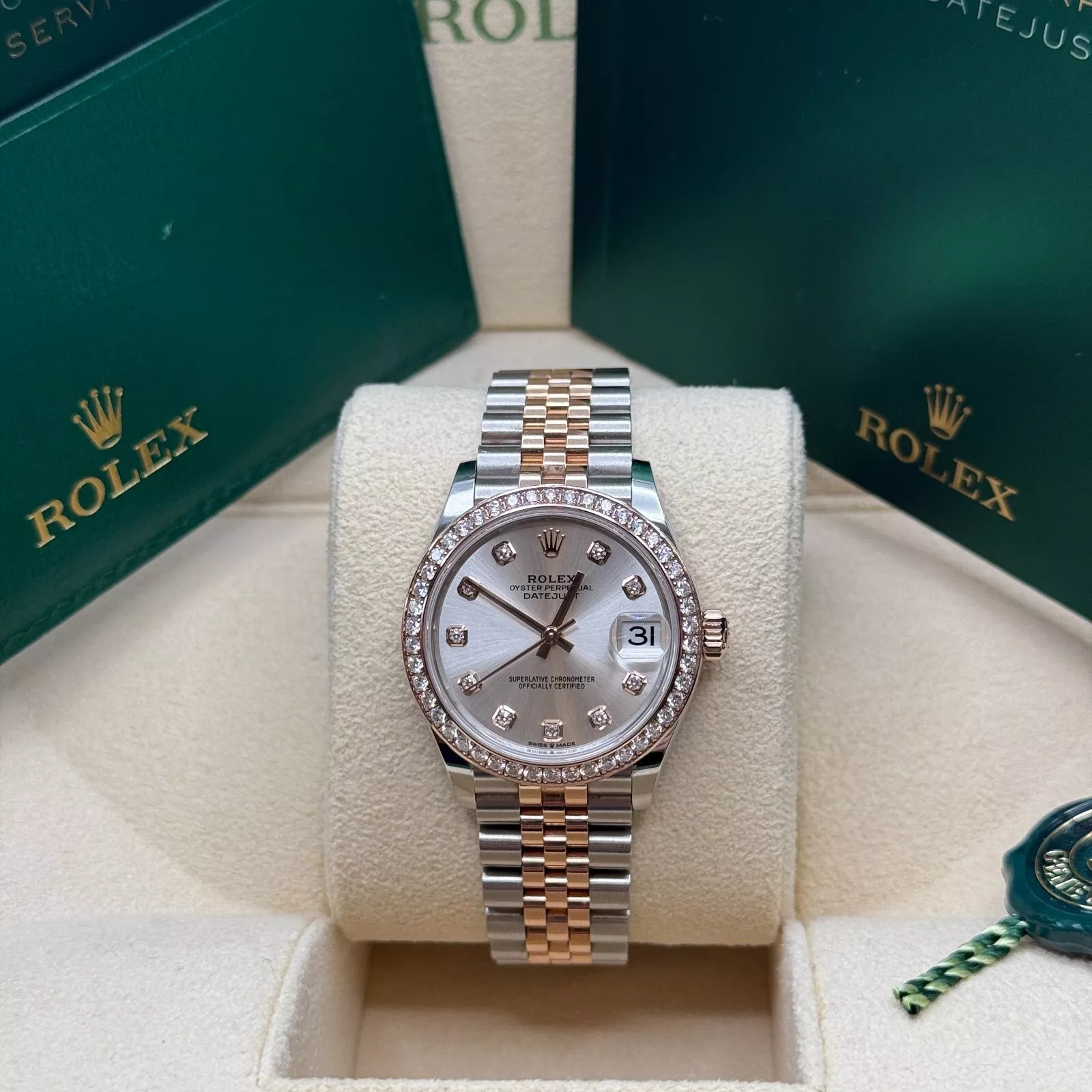 Rolex Datejust m278381-0015/0016 Silver Diamond Dial Diamond-Set Bezel 31mm