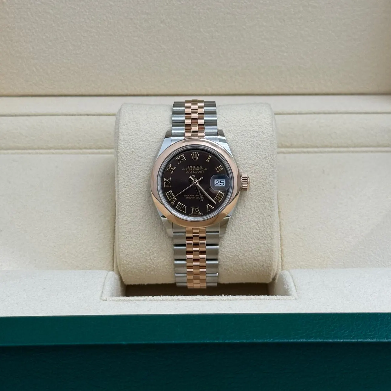 Rolex Lady-Datejust 28mm  279161 Chocolate Roman Dial, Two Tone Stainless Steel & 18K Rose Gold Oyster Bracelet Women's Watch