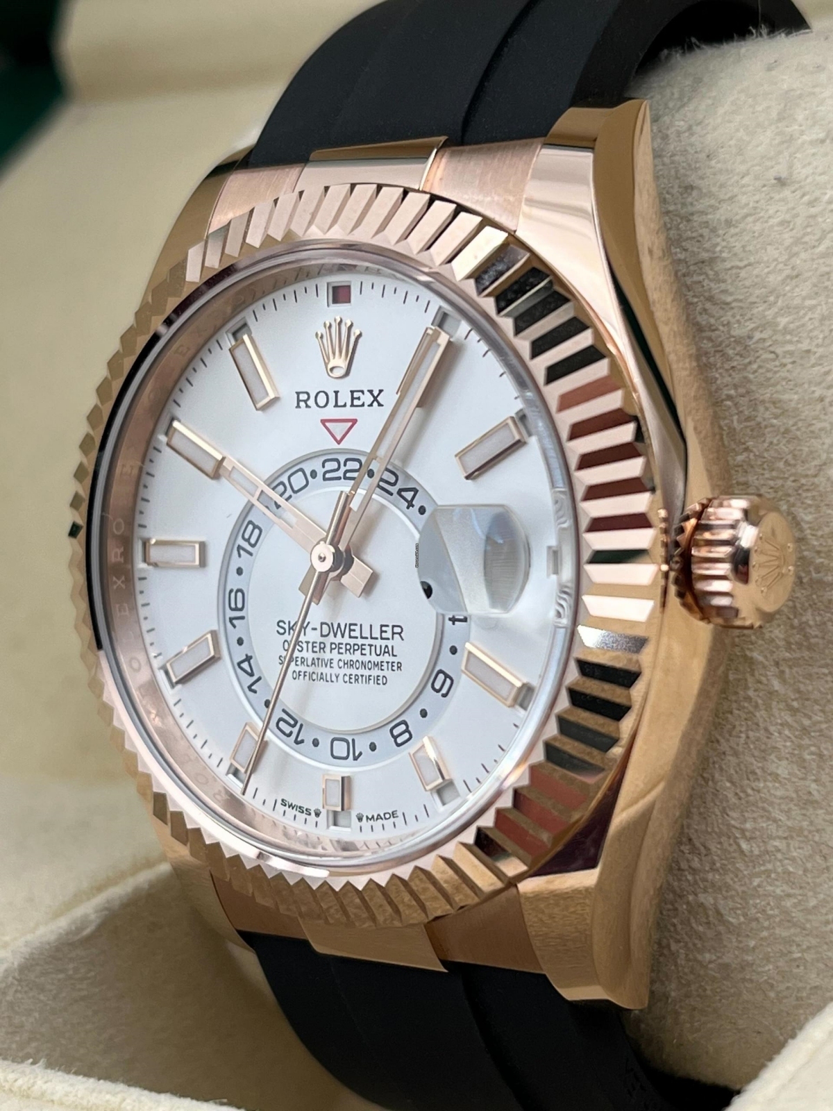 Rolex  Sky-Dweller 42mm Rose Gold White Dial Oysterflex - 336235