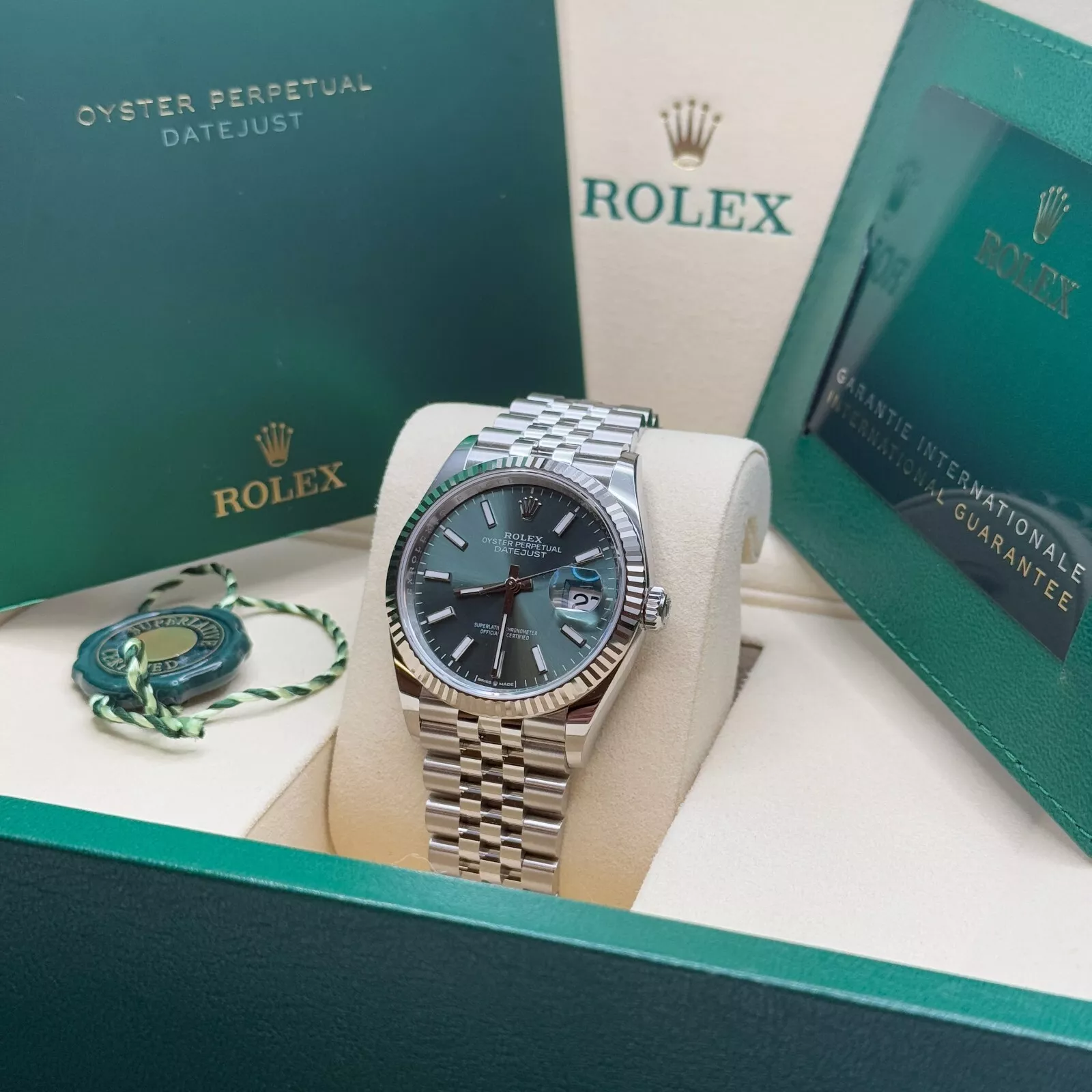 Rolex  Datejust 41mm Mint Green Dial Jubilee Bracelet Watch - 126334