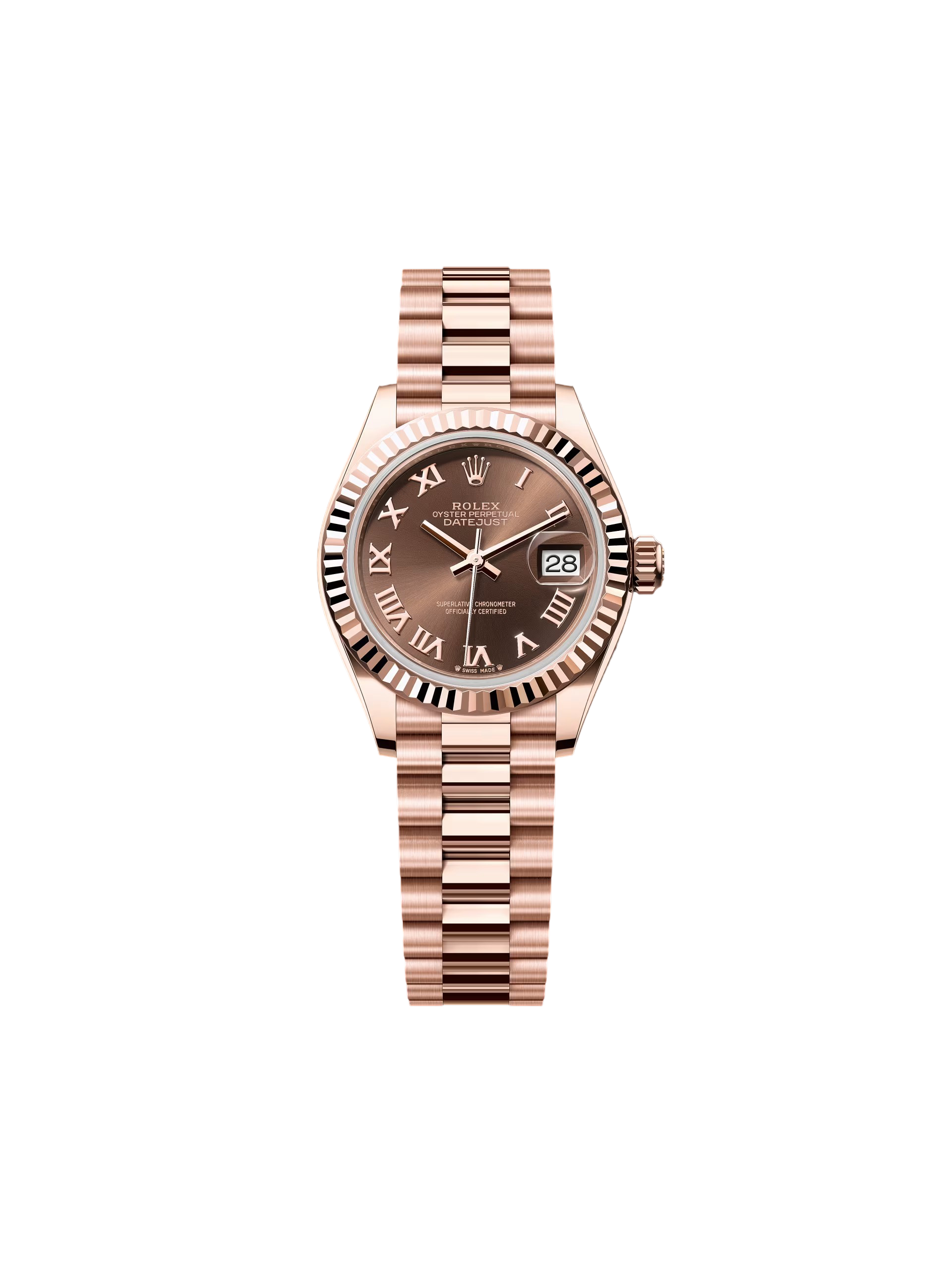 Rolex Lady-Datejust 28mm 279175 Chocolate Roman Dial Jubilee Everose Gold