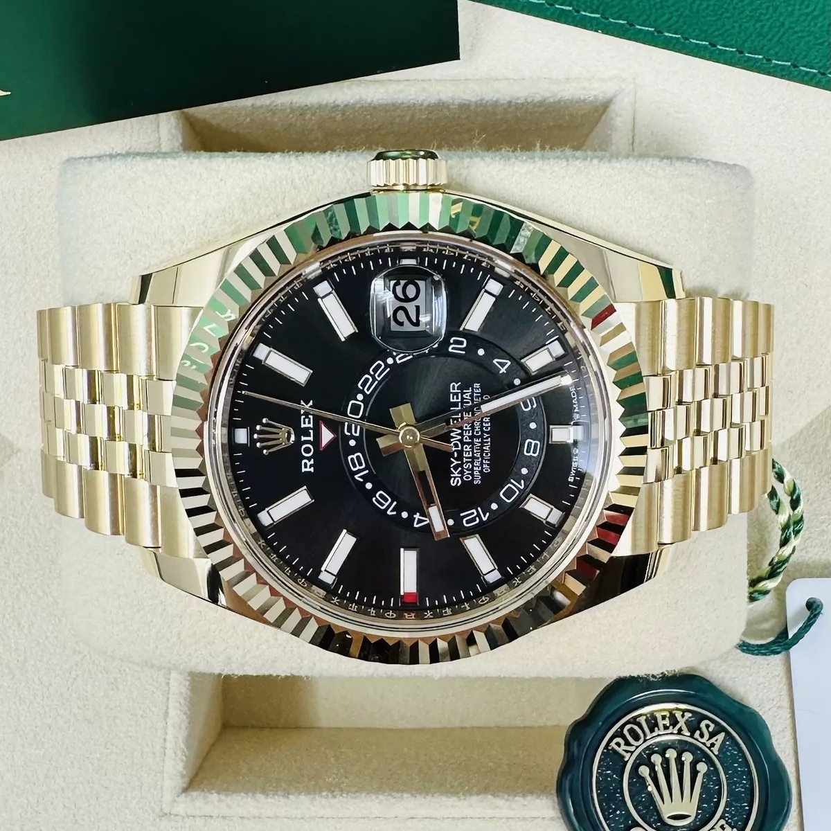 Rolex  Sky-Dweller 42mm 336938-0005 Yellow Gold Black Dial Oyster