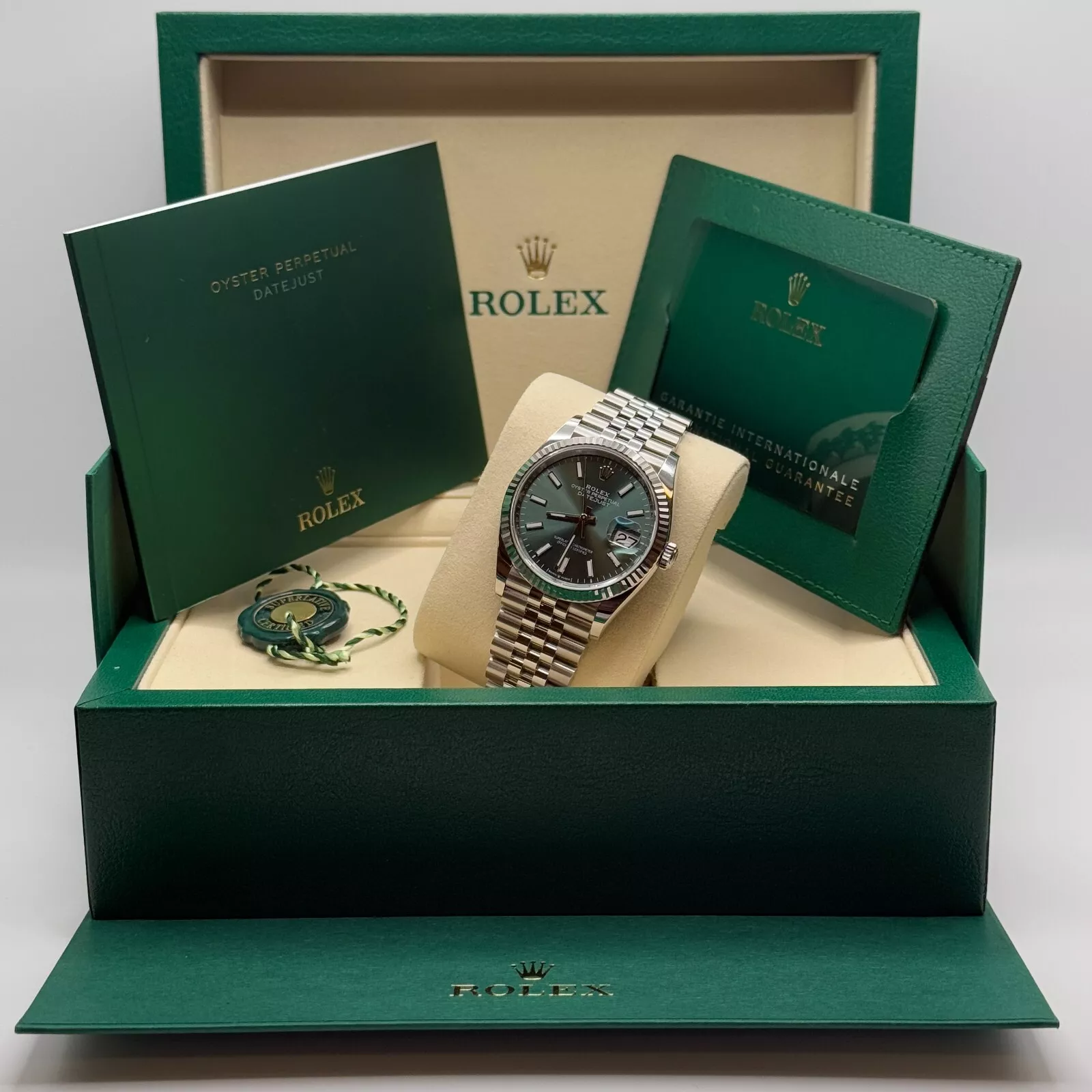 Rolex  Datejust 41mm Mint Green Dial Jubilee Bracelet Watch - 126334