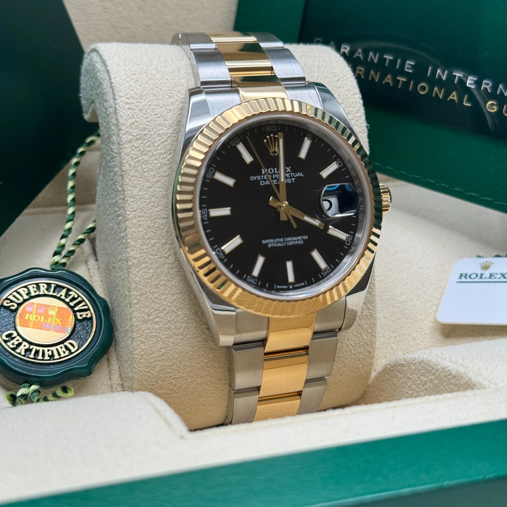 Rolex  Datejust 41mm Two-Tone Yellow Gold Fluted Bezel Black Index Dial Jubilee - 126333