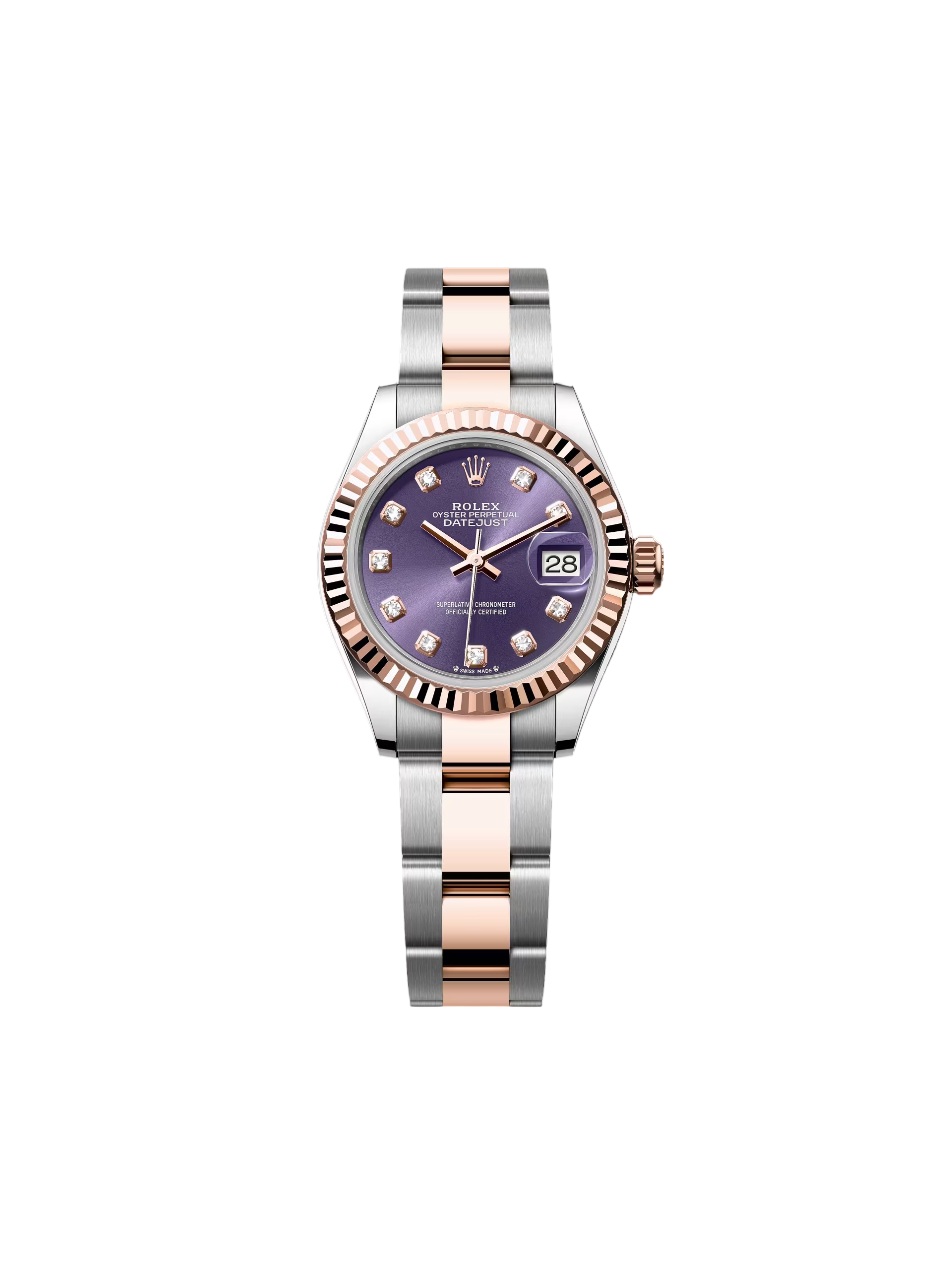 Rolex Lady-Datejust 28mm 279171 Aubergine Diamond Oyster Stainless Steel and Rose Gold