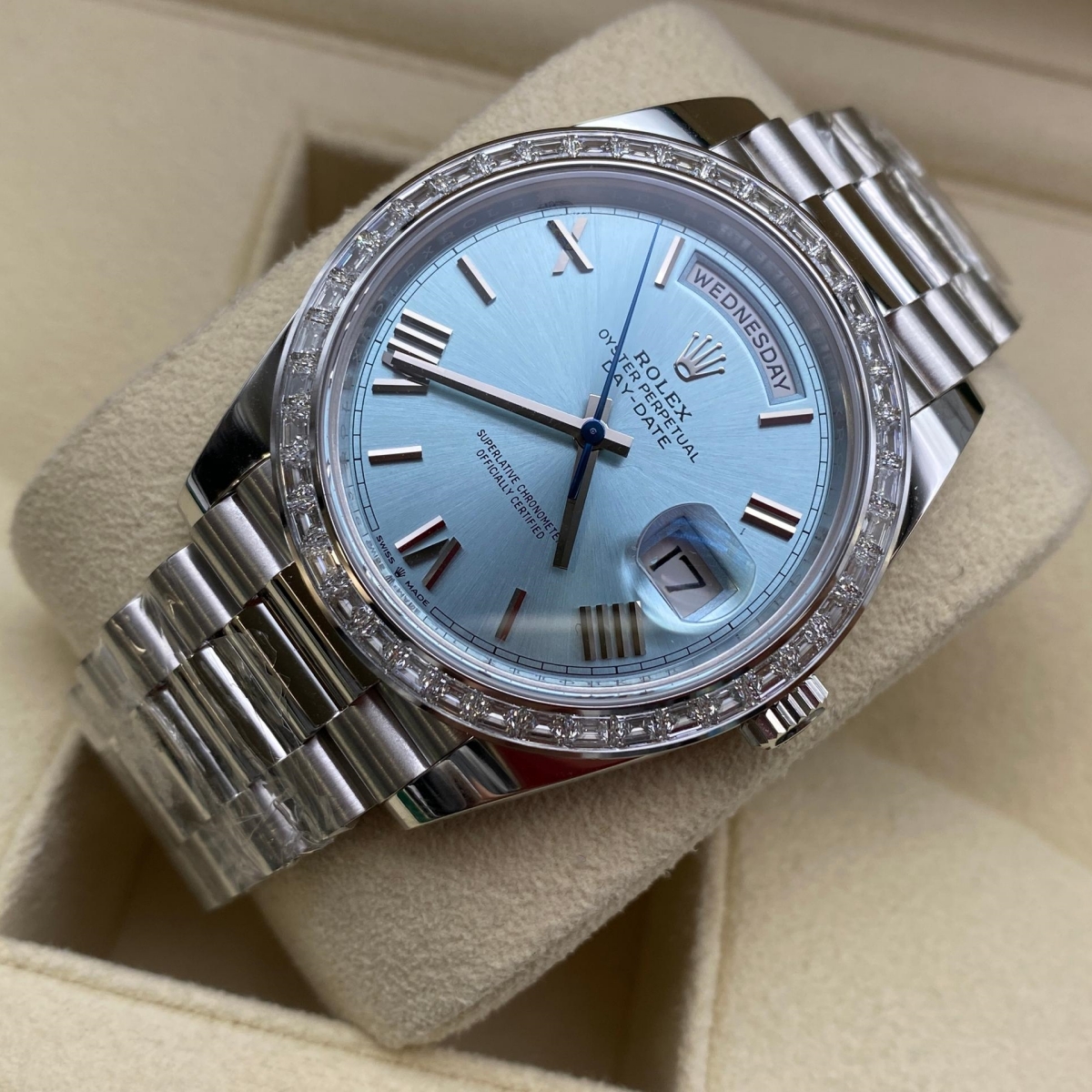 Rolex Day-Date 40mm 228396TBR-0030 Ice Blue Roman Dial