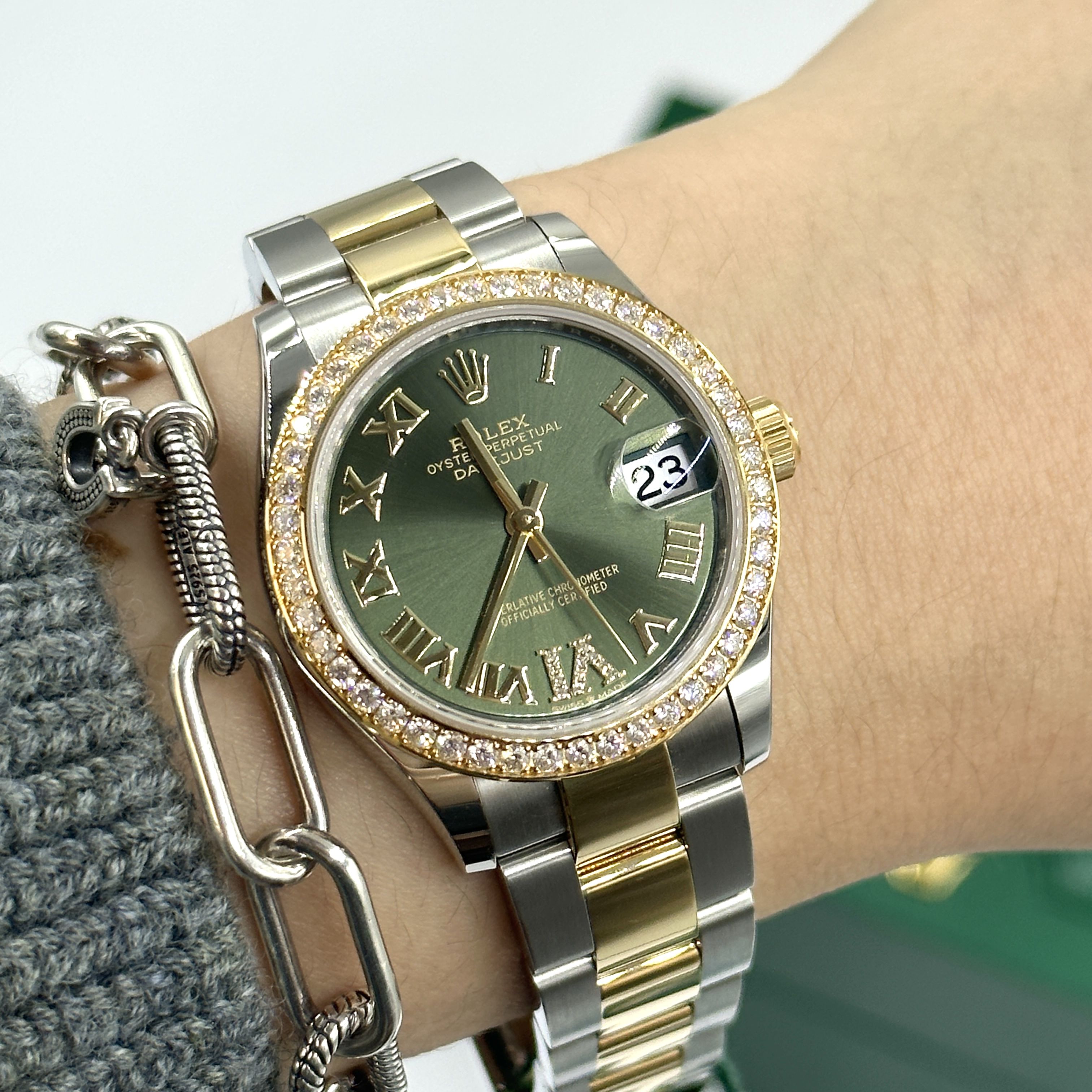 Rolex Datejust m278383RBR-0015/0016 31mm Olive Green Dial Oyster Bracelet