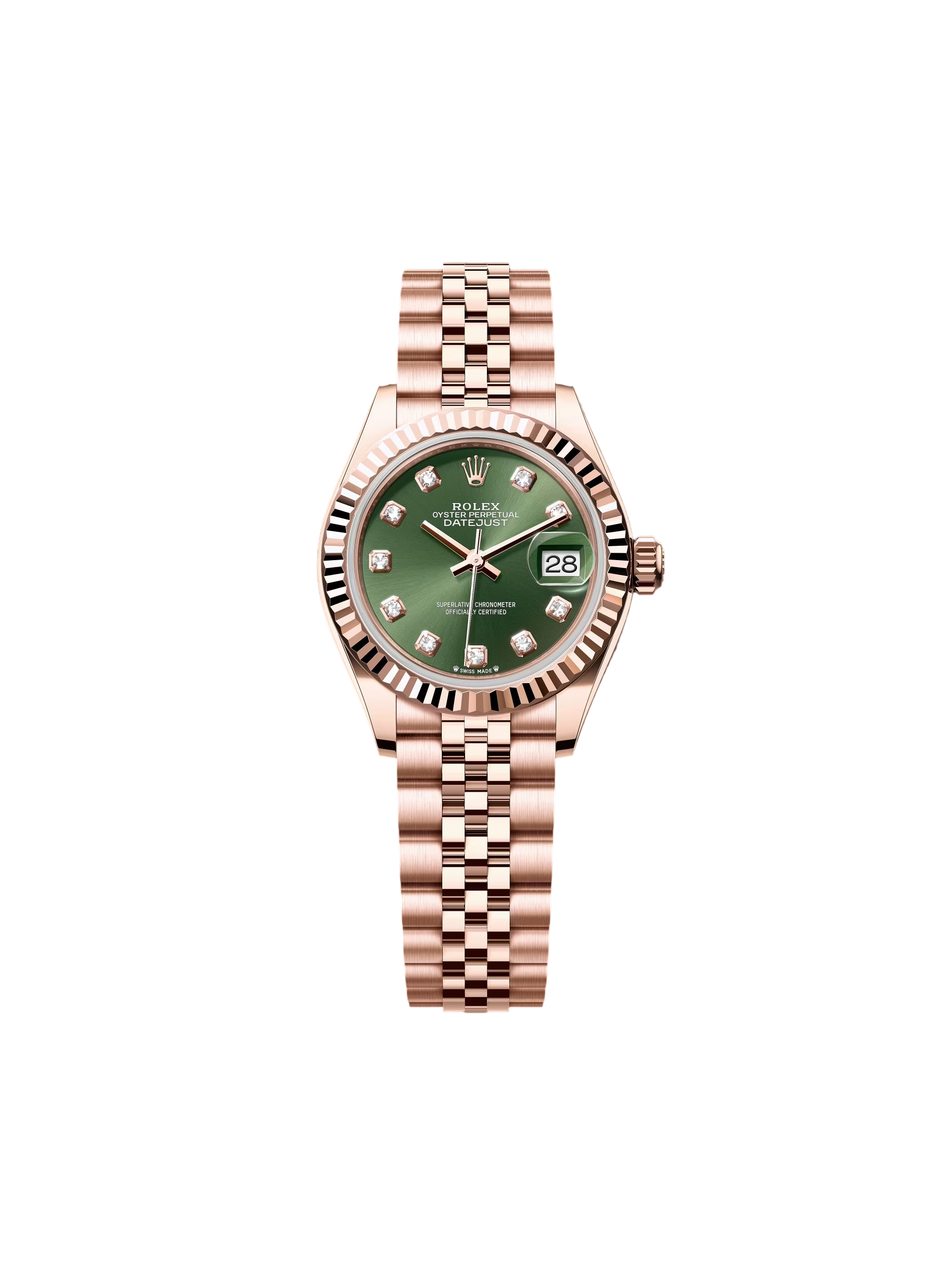 Rolex Lady-Datejust 28mm 279175 Green Diamond-Set Dial President Everose Gold
