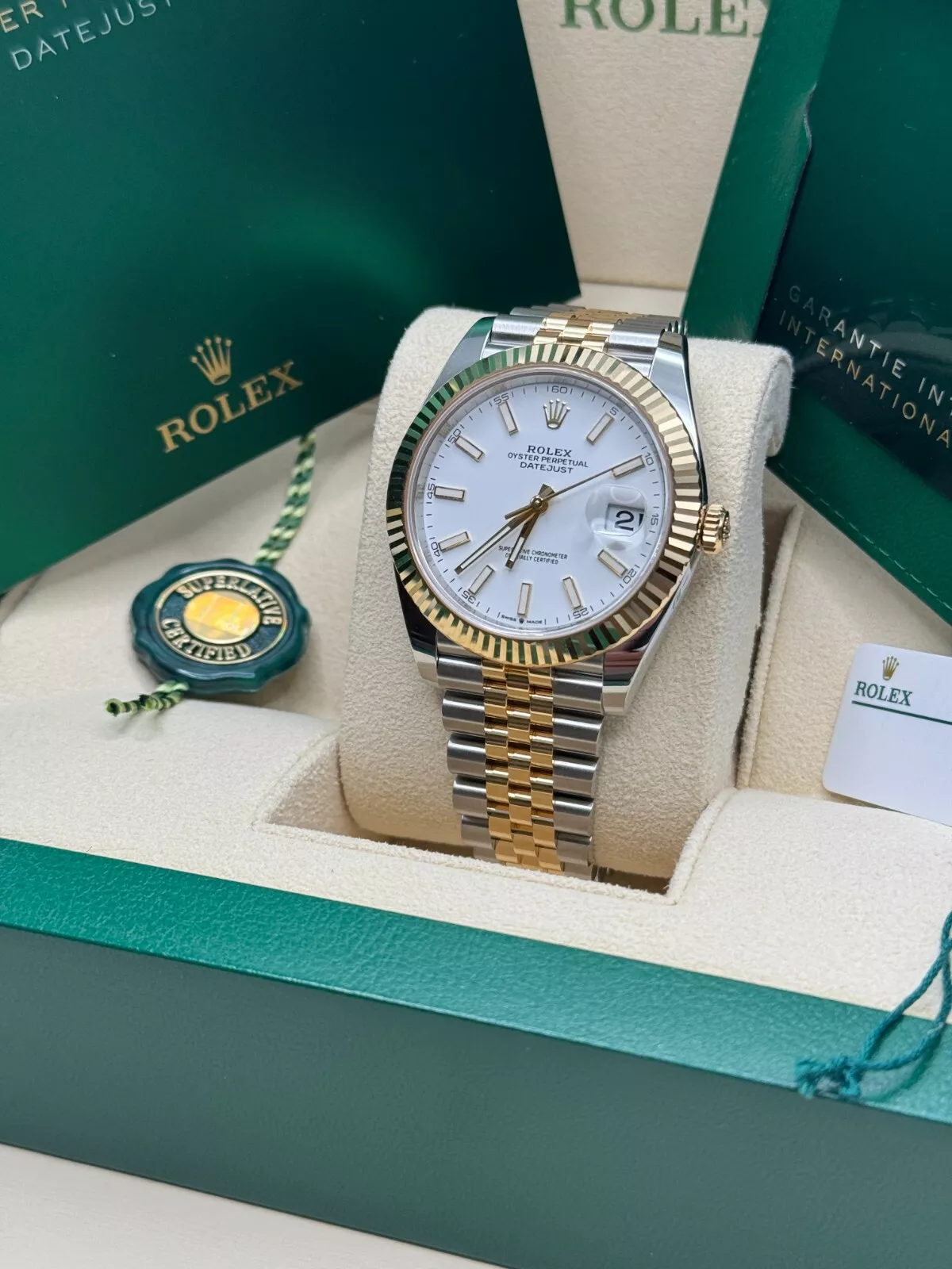 Rolex  Datejust 41mm 126333 White Index Oyster Steel and Yellow Gold Mens Watch