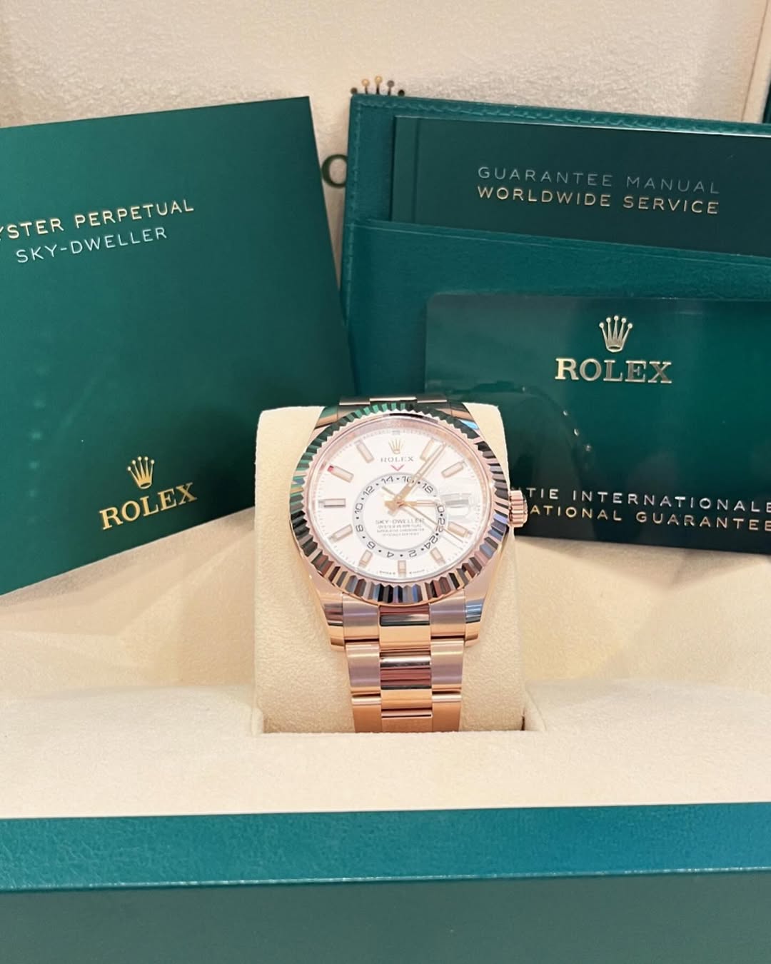 Rolex  Sky-Dweller 42mm 336935-0003 Rose Gold White Dial Oyster
