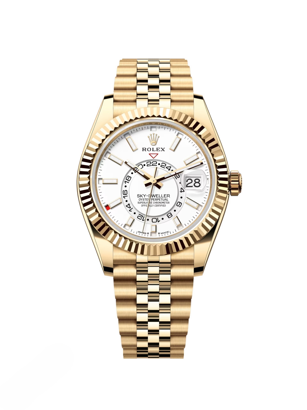 Rolex  Sky-Dweller 42mm 336938-0006 Yellow Gold White Dial Jubilee