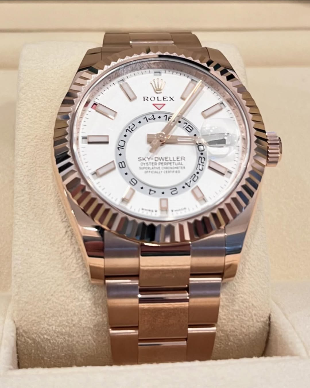 Rolex  Sky-Dweller 42mm 336935-0003 Rose Gold White Dial Oyster