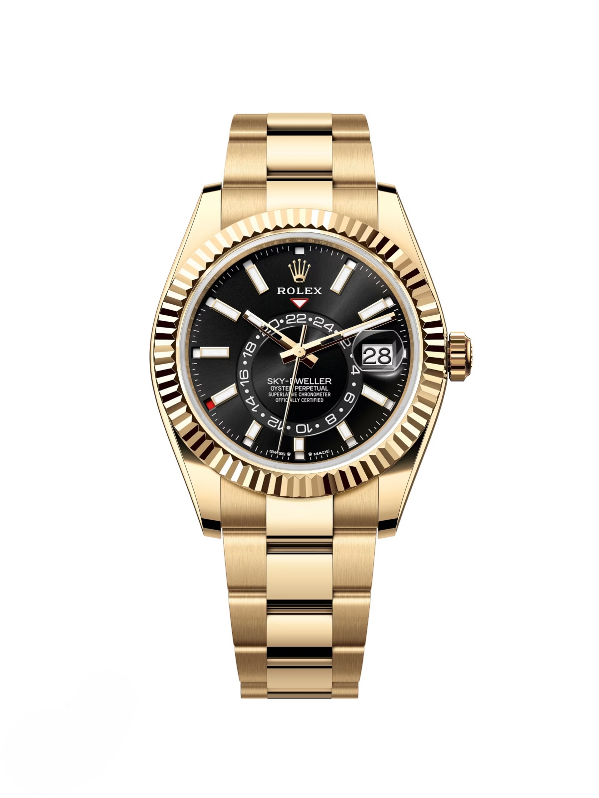 Rolex  Sky-Dweller 42mm 336938-0002 Yellow Gold Black Dial Oyster