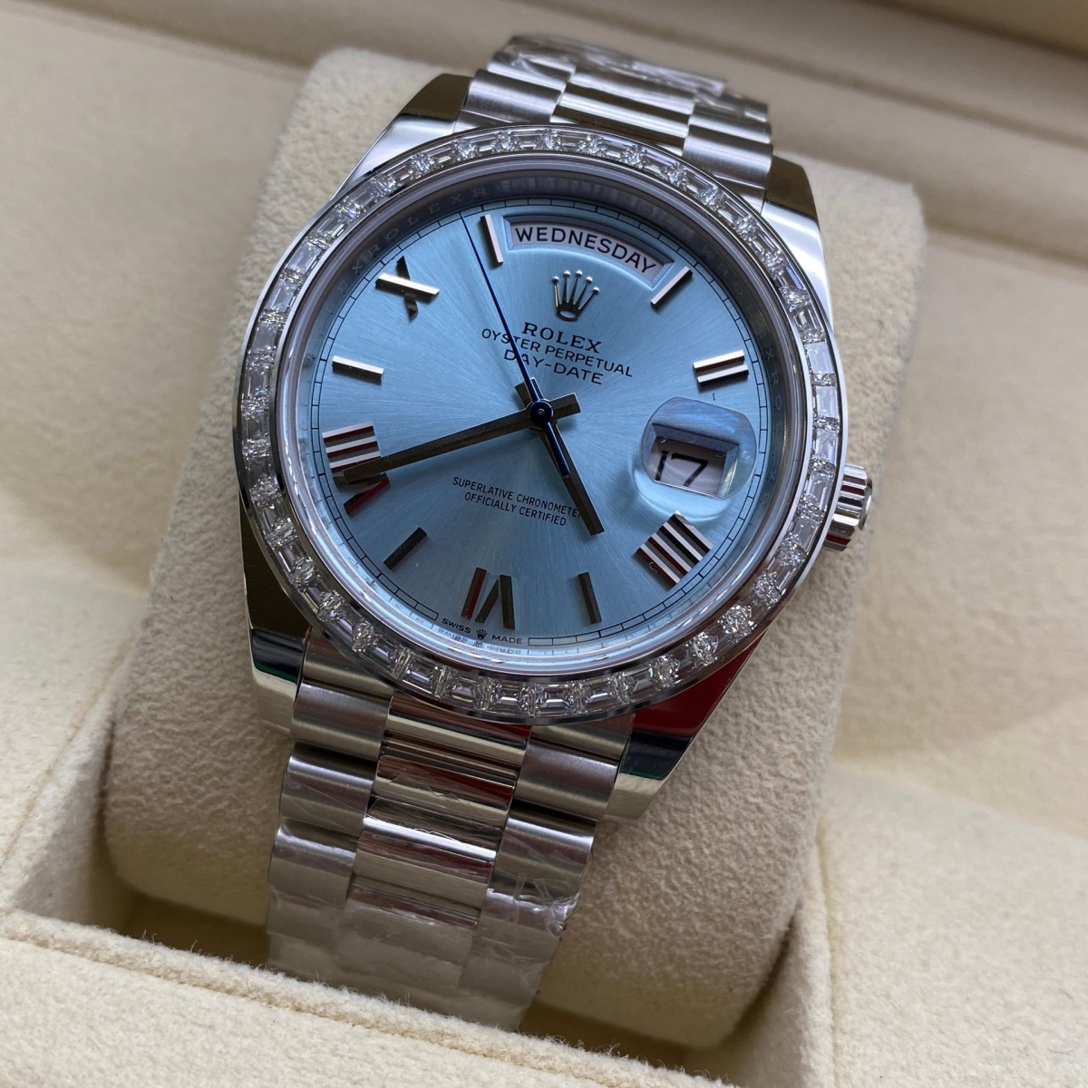Rolex Day-Date 40mm 228396TBR-0030 Ice Blue Roman Dial