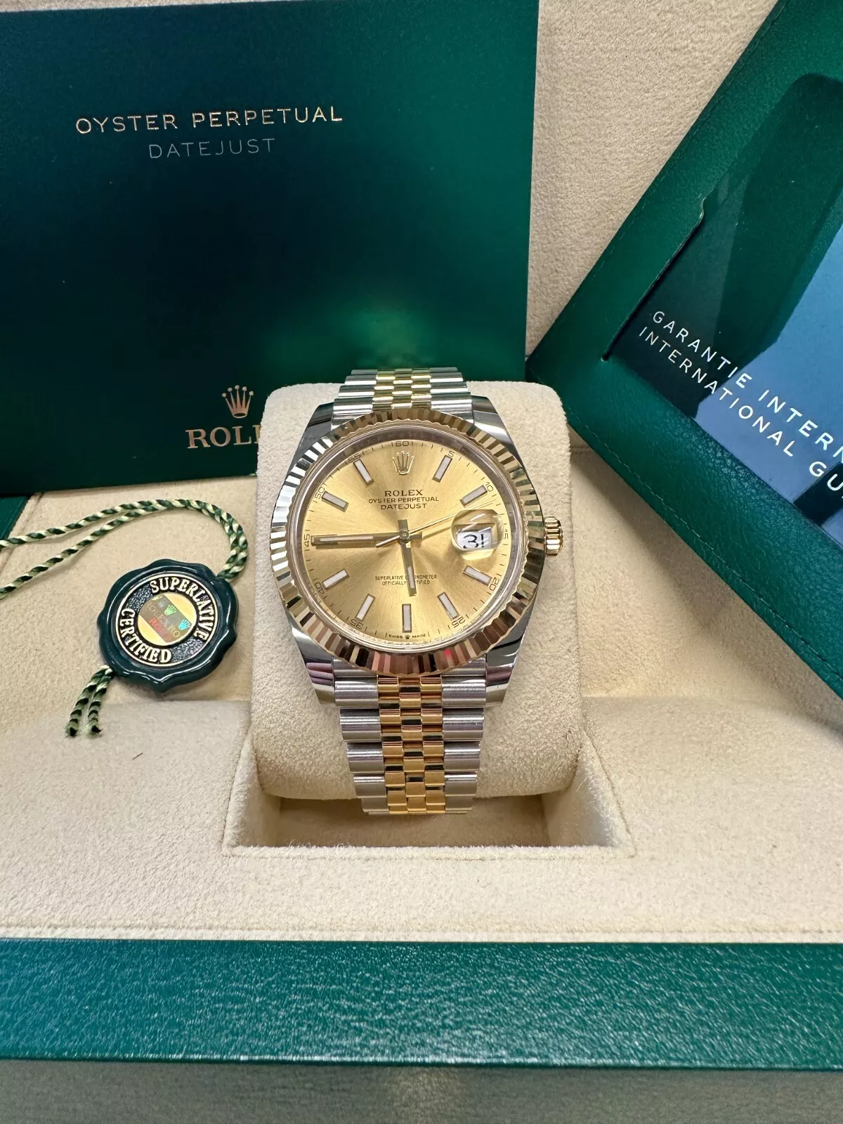 Rolex  Datejust 41mm 126333 Champagne Index Jubilee Steel and Yellow Gold Mens Watch