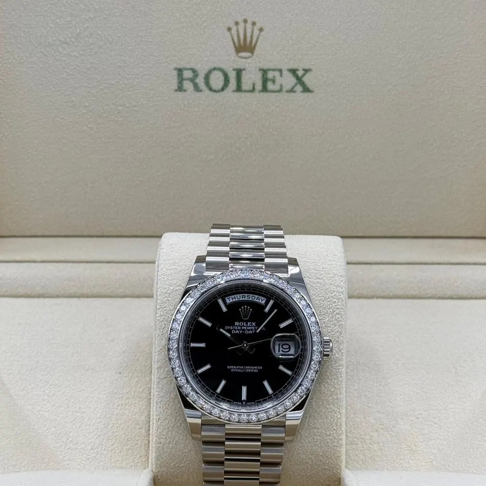 Rolex  Day-Date 40mm 228349RBR-0002 Bright Black Dial President Bracelet