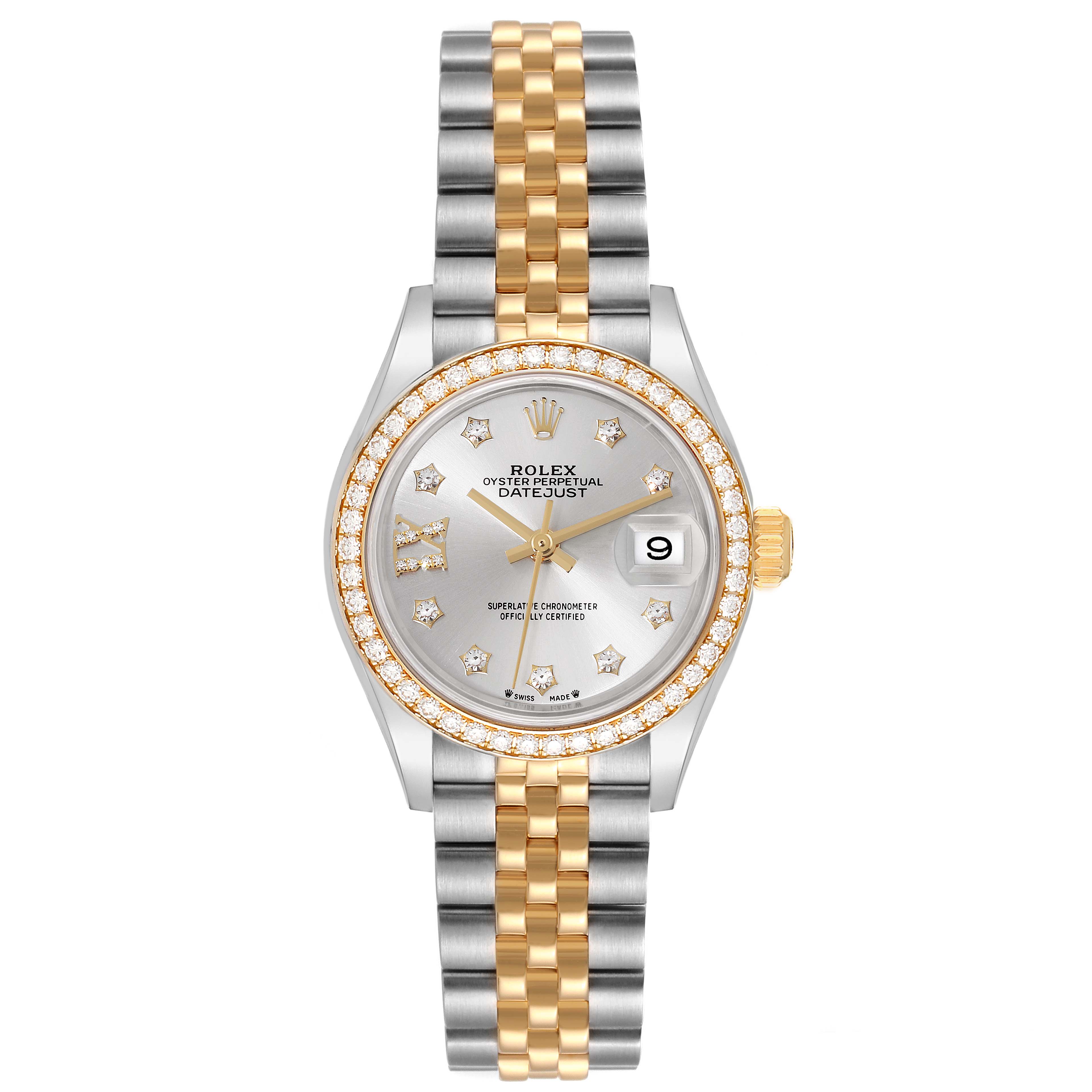 Rolex Lady-Datejust 28mm 279383RBR Silver Diamond Dial Yellow Rolesor Oyster Bracelet