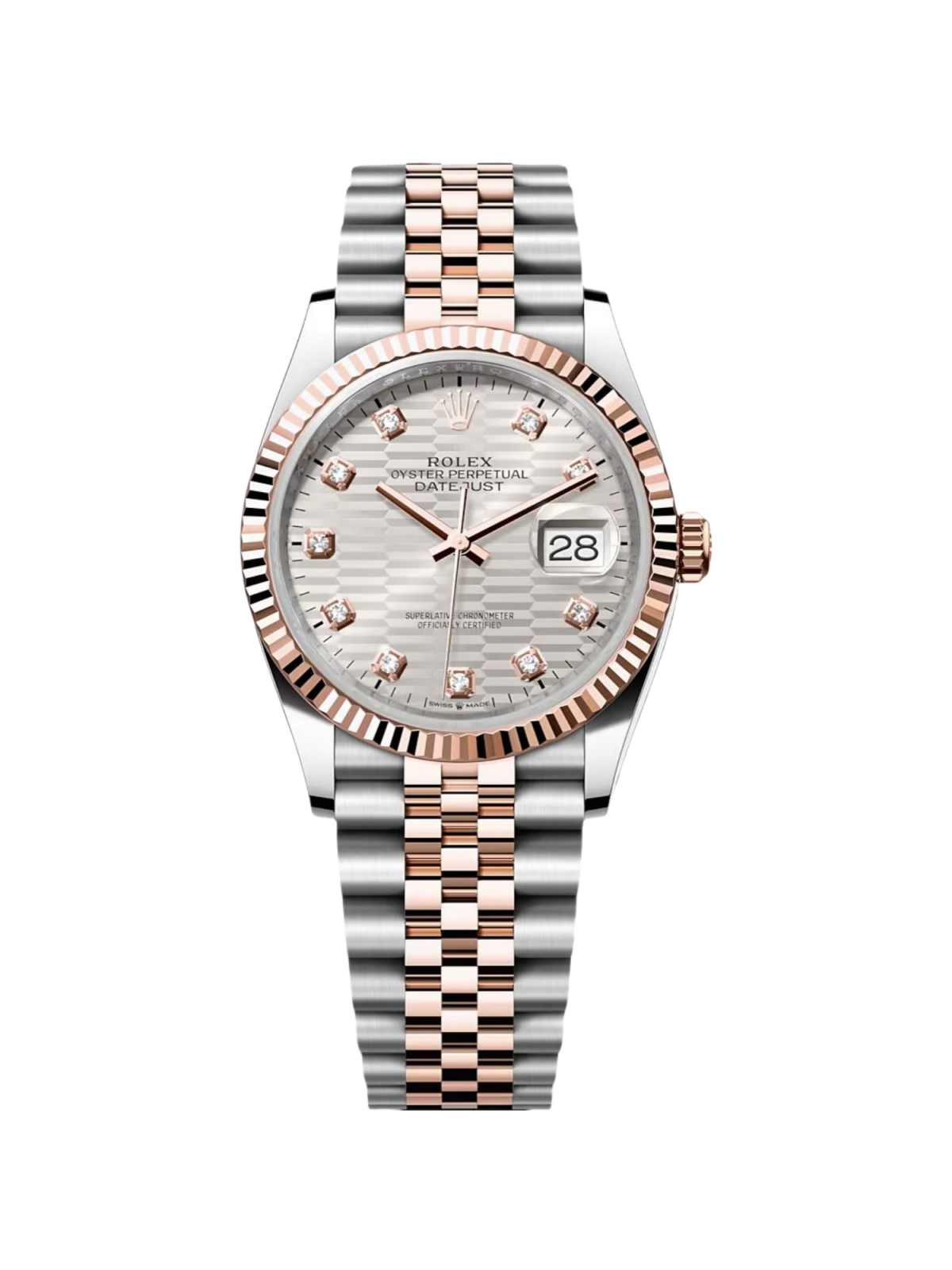 Rolex  Datejust 36mm 126231 Silver Fluted Motif Dial Oystersteel and Everose gold Bracelet