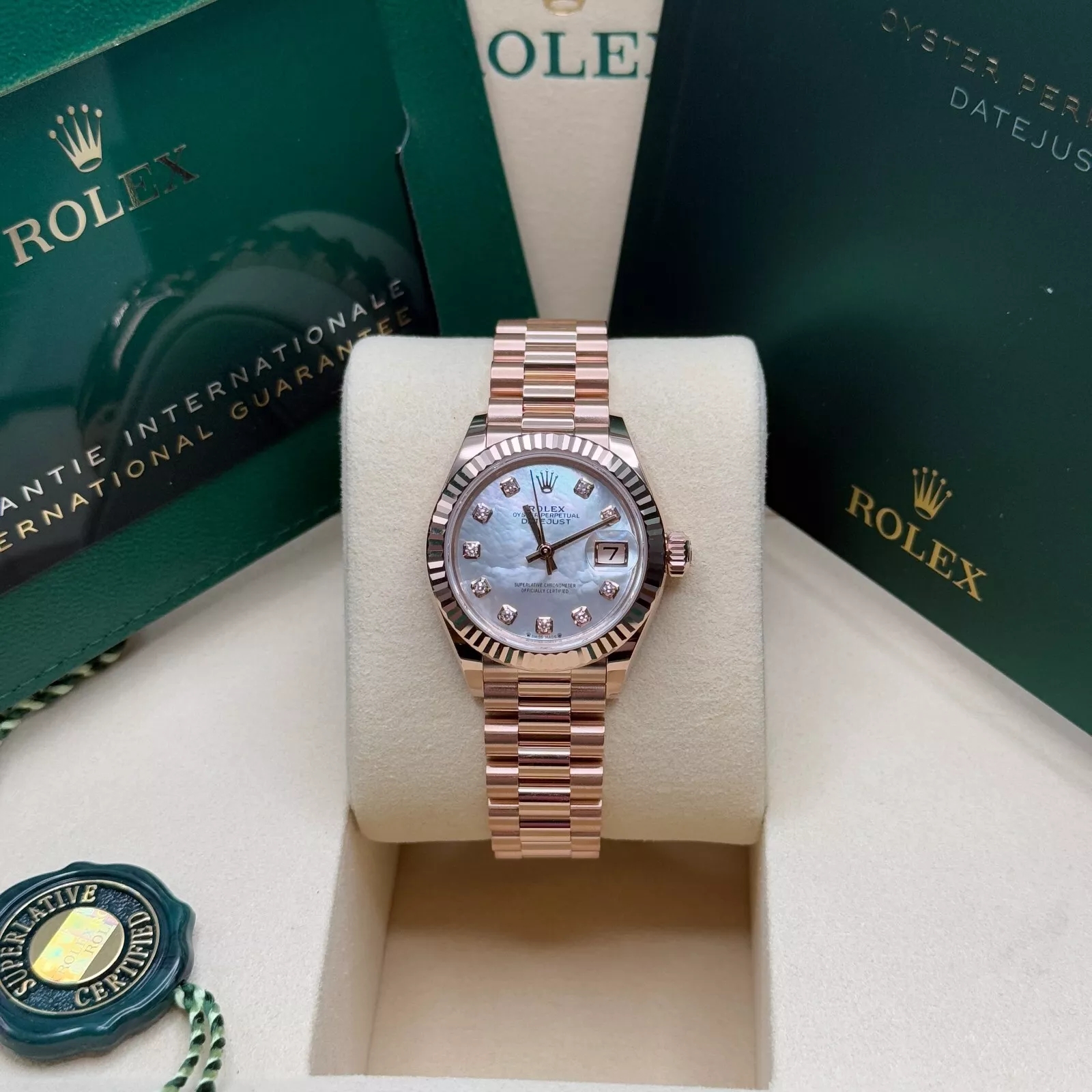 Rolex Lady-Datejust 28mm 279175 Mother-of-Pearl Dial President Everose Gold