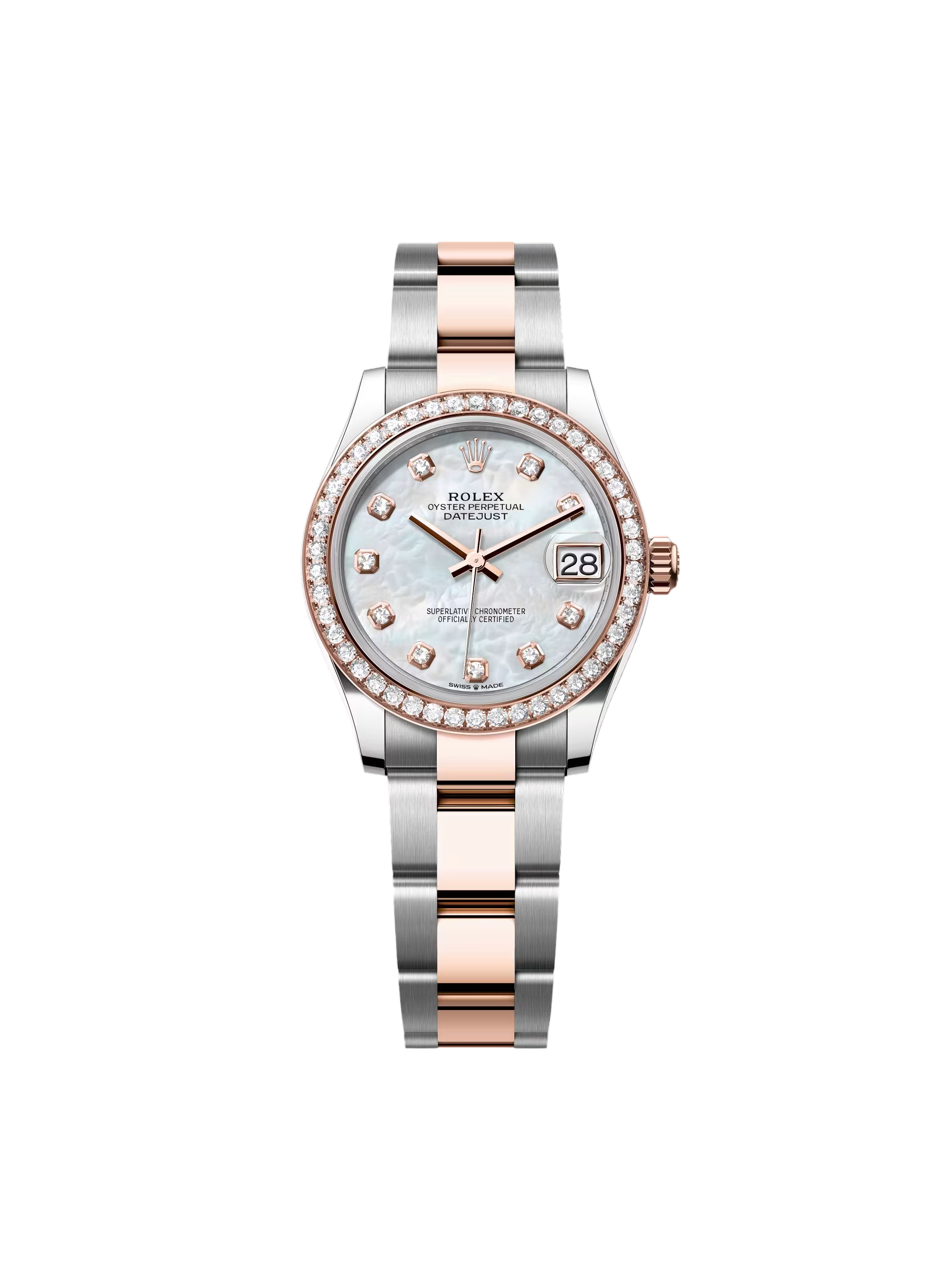Rolex Datejust m278381-0025/0026 Mother-of-Pearl Diamond 31mm Dial Diamond-Set Bezel and Oyster Bracelet Watch