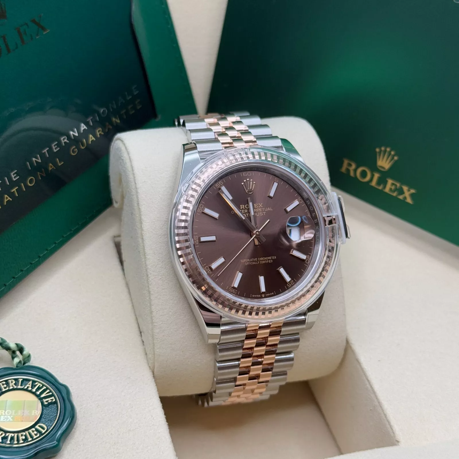 Rolex Datejust 41mm 126331 Chocolate Index Jubilee Steel and Everose Gold Watch