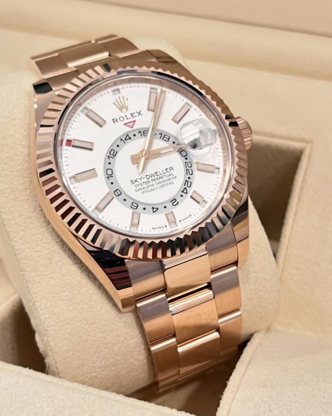 Rolex  Sky-Dweller 42mm 336935-0003 Rose Gold White Dial Oyster