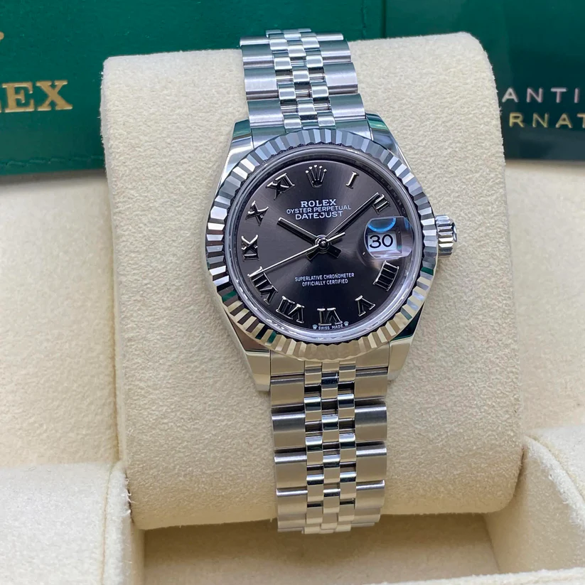 Rolex Lady-Datejust 28mm 279174 Dark Grey Roman Dial Oyster Bracelet