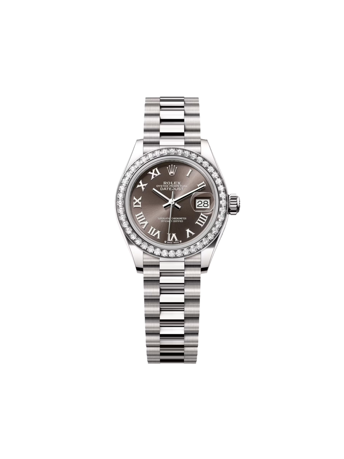 Rolex Lady-Datejust 28mm 279139RBR-0010 Dark Grey Dial White Gold Bracelet