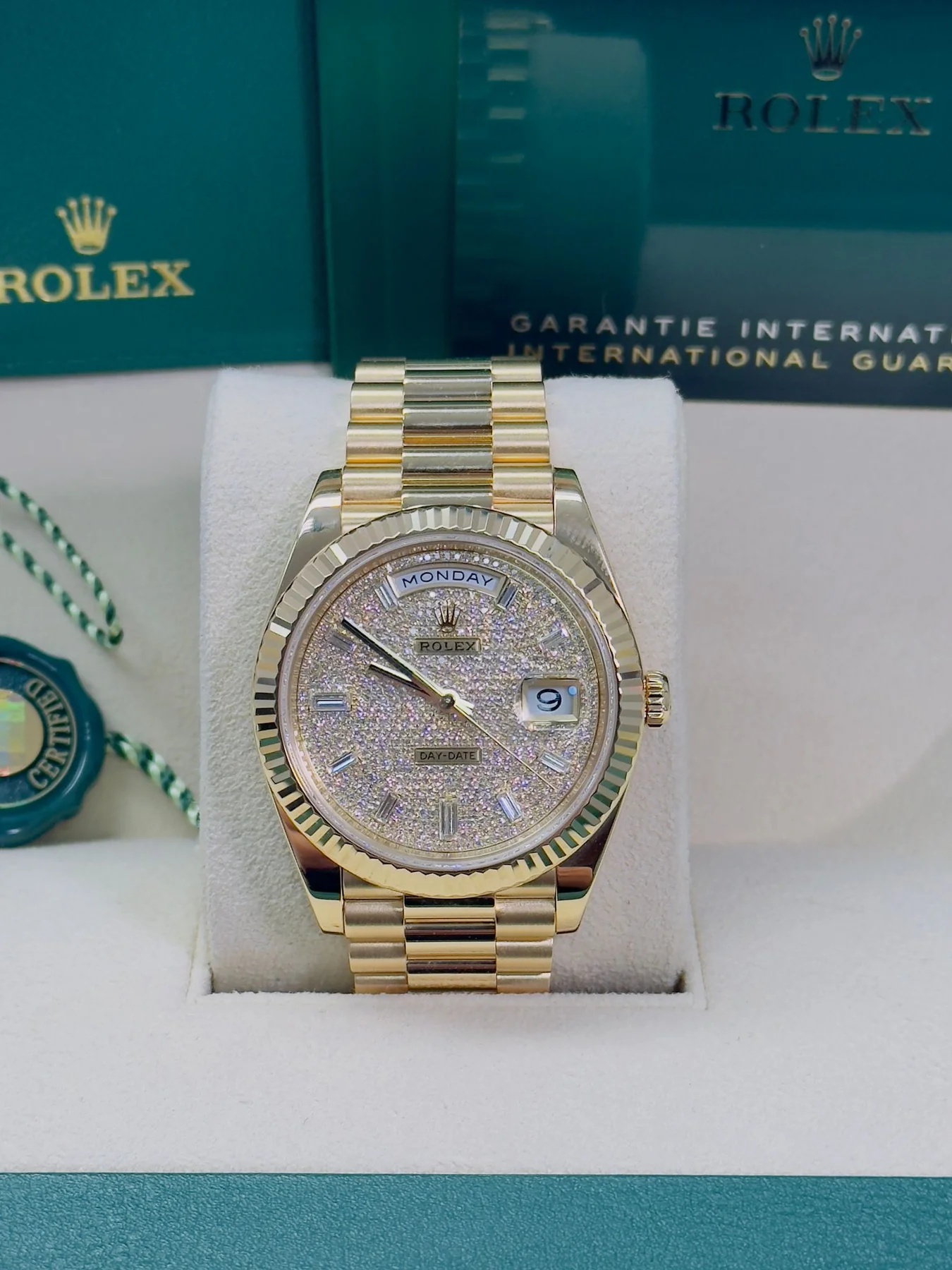 Rolex Yellow Gold President Day Date 40mm Diamond Pave Dial - 228238