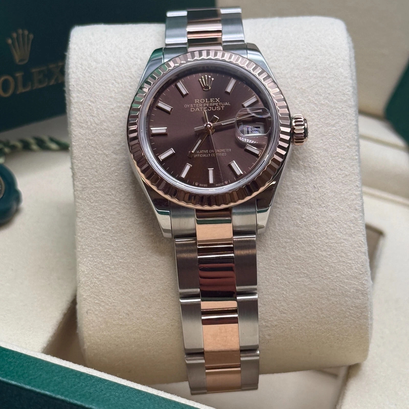 Rolex Lady-Datejust 28mm 279171 Chocolate Index Oyster Stainless Steel and Rose Gold