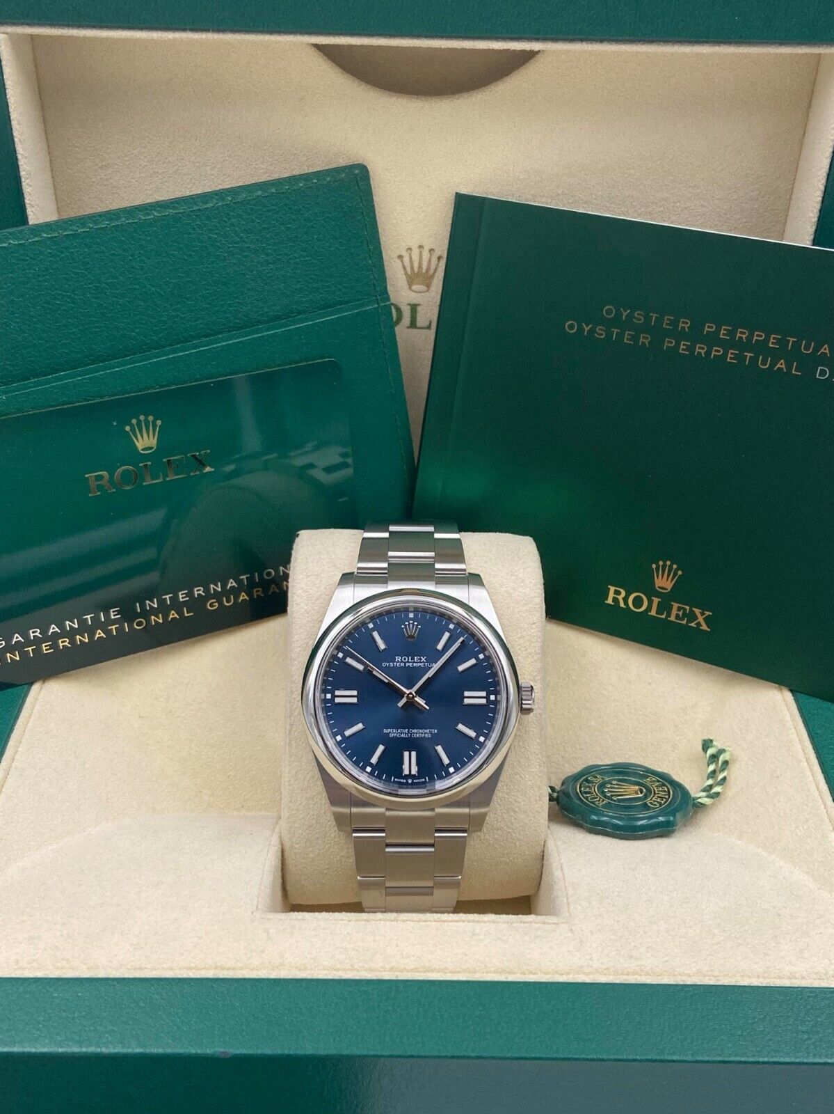 Rolex Oyster Perpetual 41mm 124300-0003 Oyster Perpetual Stainless Steel Blue Index Dial Watch