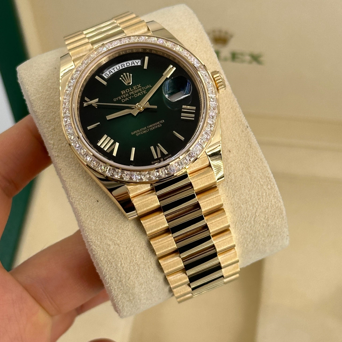 Rolex Day-Date 40mm 228398TBR-0042 Green Ombré Dial President Watch