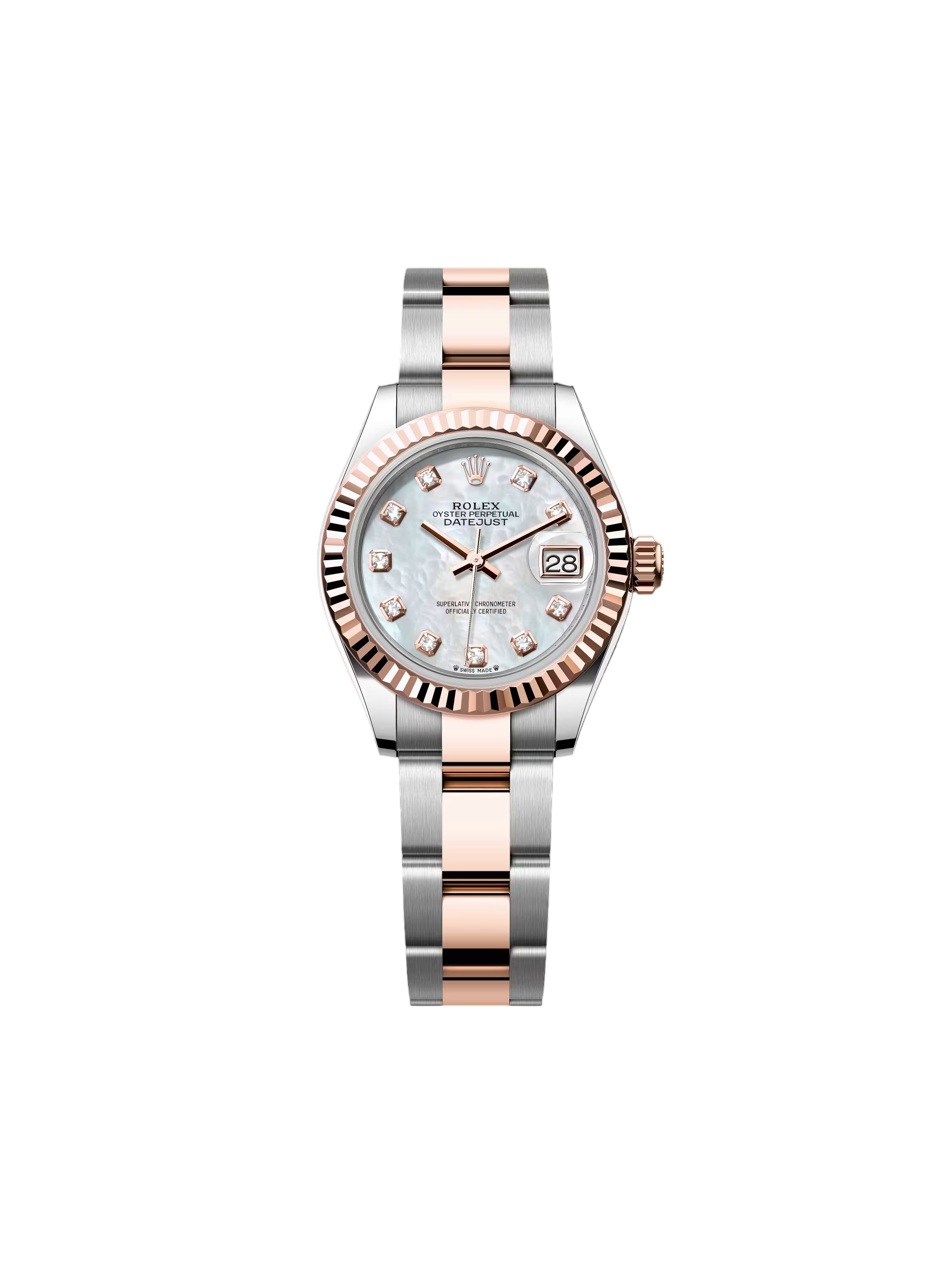 Rolex Lady-Datejust 28mm 279171 White Mother Of Pearl Diamond Oyster Stainless Steel and Rose Gold