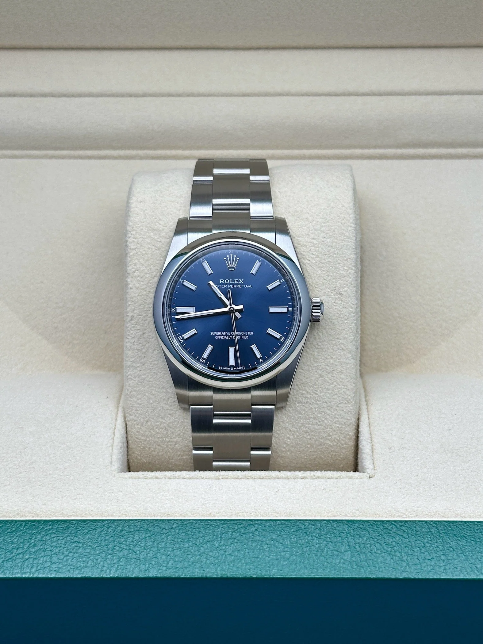 Rolex Oyster Perpetual 34mm 124200  Blue Dial Oyster Stainless Steel Bracelet