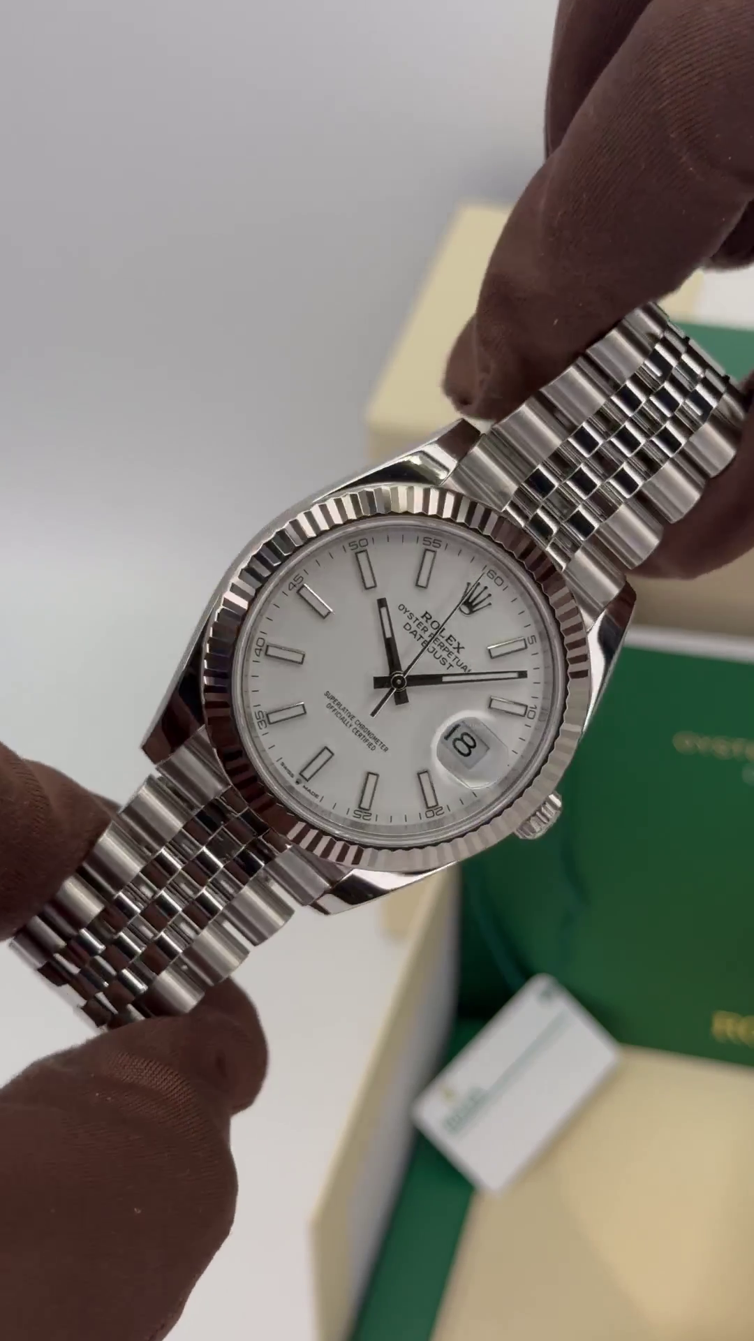 Rolex  Datejust 41mm 126334 White Roman Oyster Stainless Steel Mens Watch