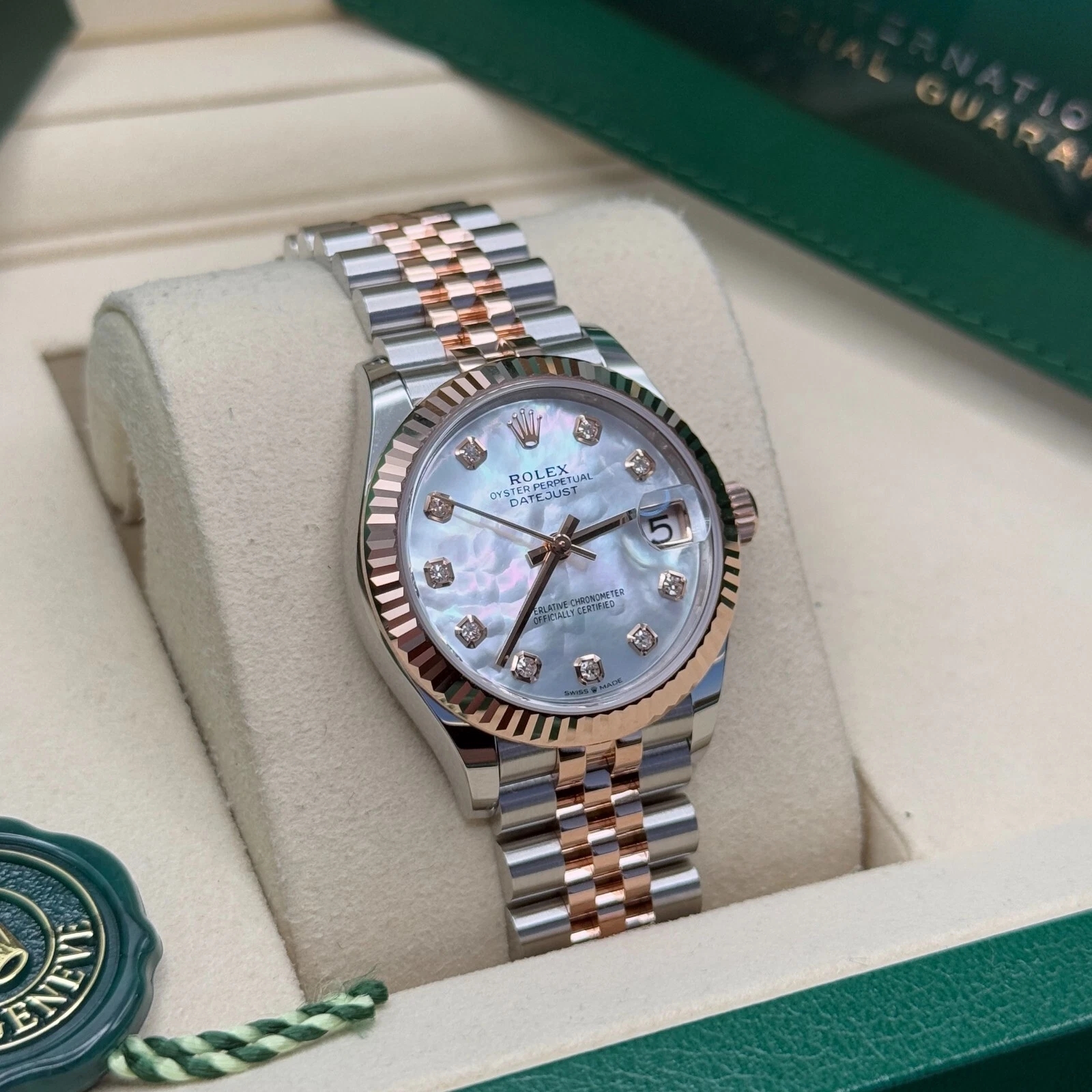 Rolex Lady-Datejust 28mm 279171 White Mother Of Pearl Diamond Oyster Stainless Steel and Rose Gold