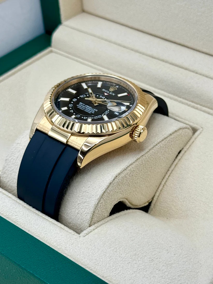 Rolex  Sky-Dweller 42mm 336238-0002 Yellow Gold Black Dial Oysterflex