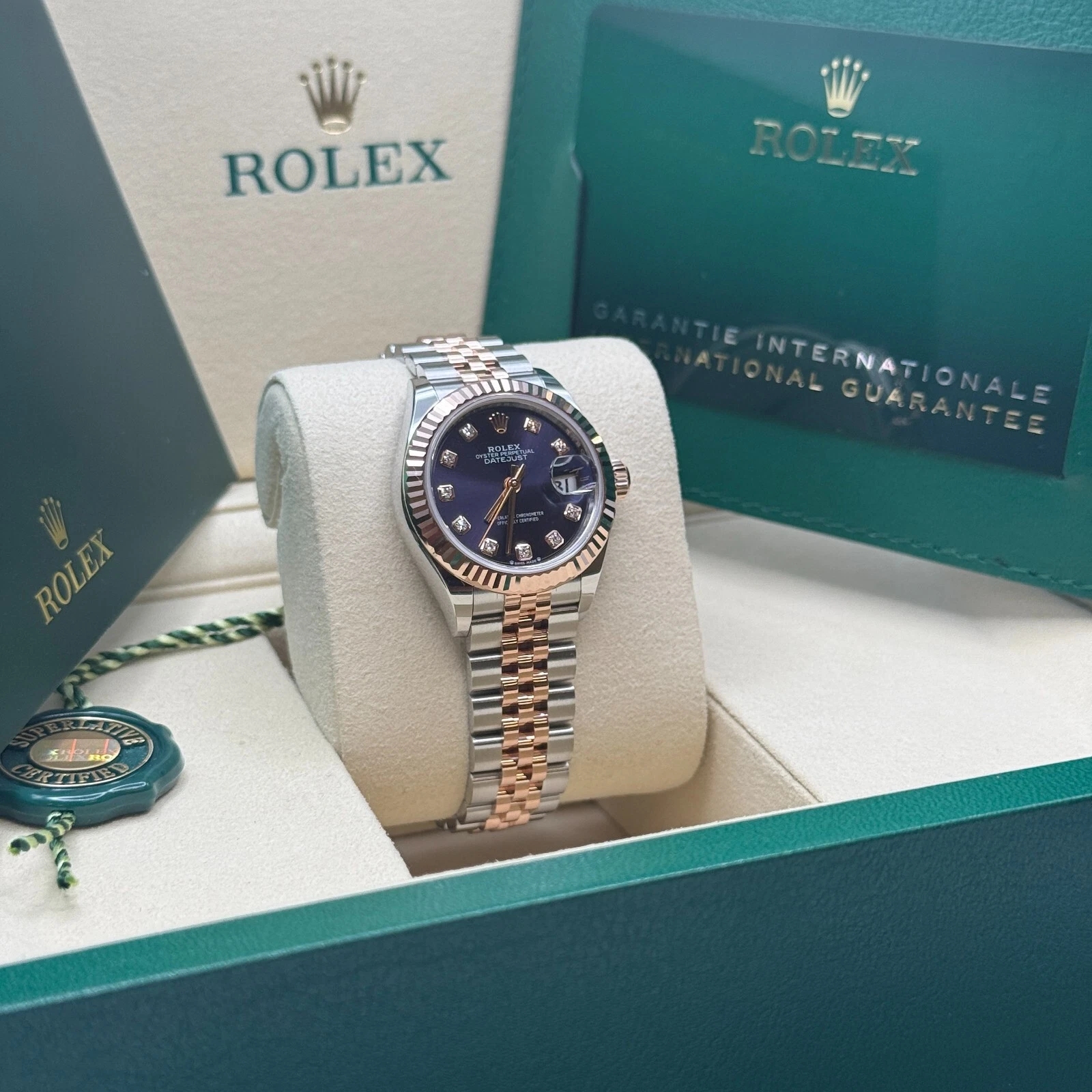 Rolex Lady-Datejust 28mm 279171 Aubergine Diamond Oyster Stainless Steel and Rose Gold
