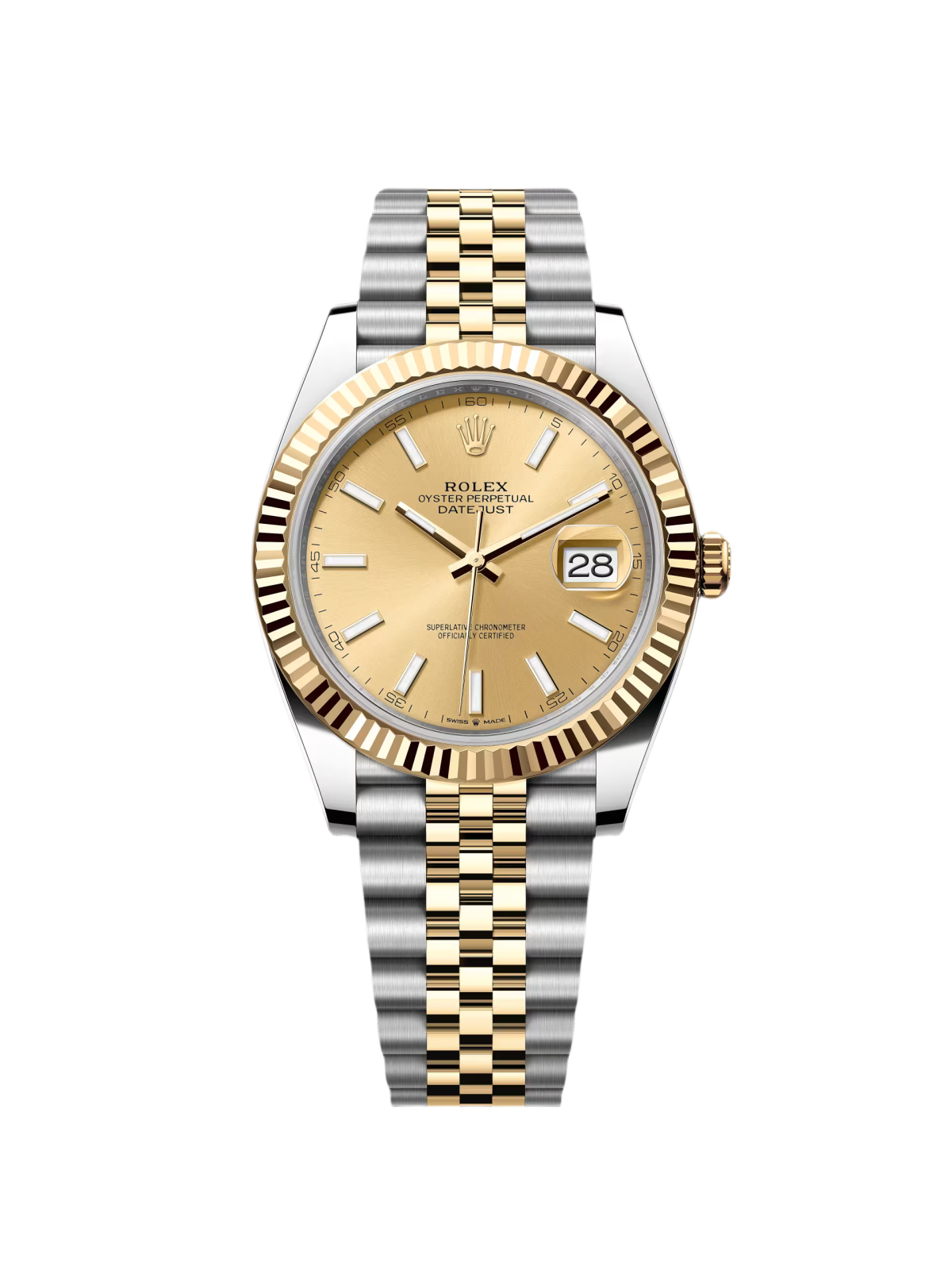 Rolex  Datejust 41mm 126333 Champagne Index Jubilee Steel and Yellow Gold Mens Watch