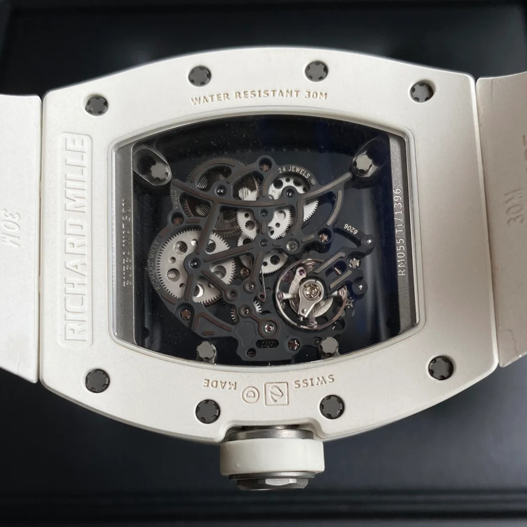RM055  White Ceramic Dial